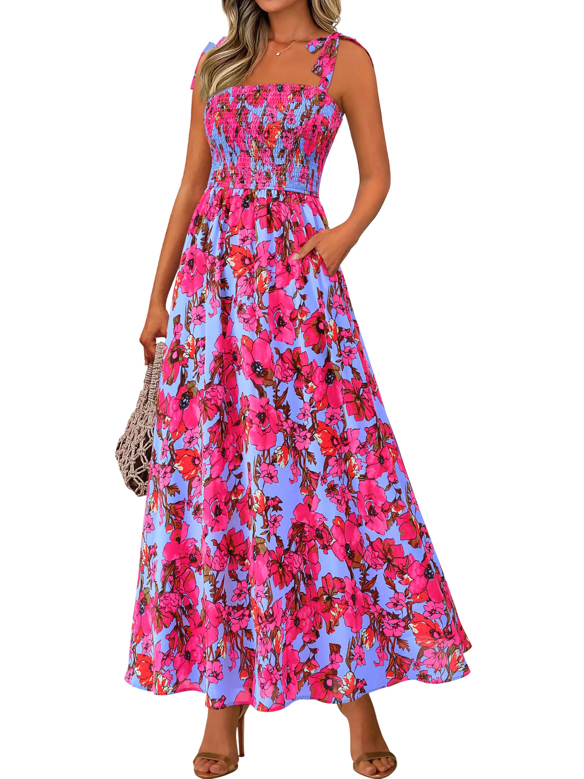 Vestido De Verano Prettygarden Maxi Floral Sin Mangas Para Mujer - Venta Internacional.