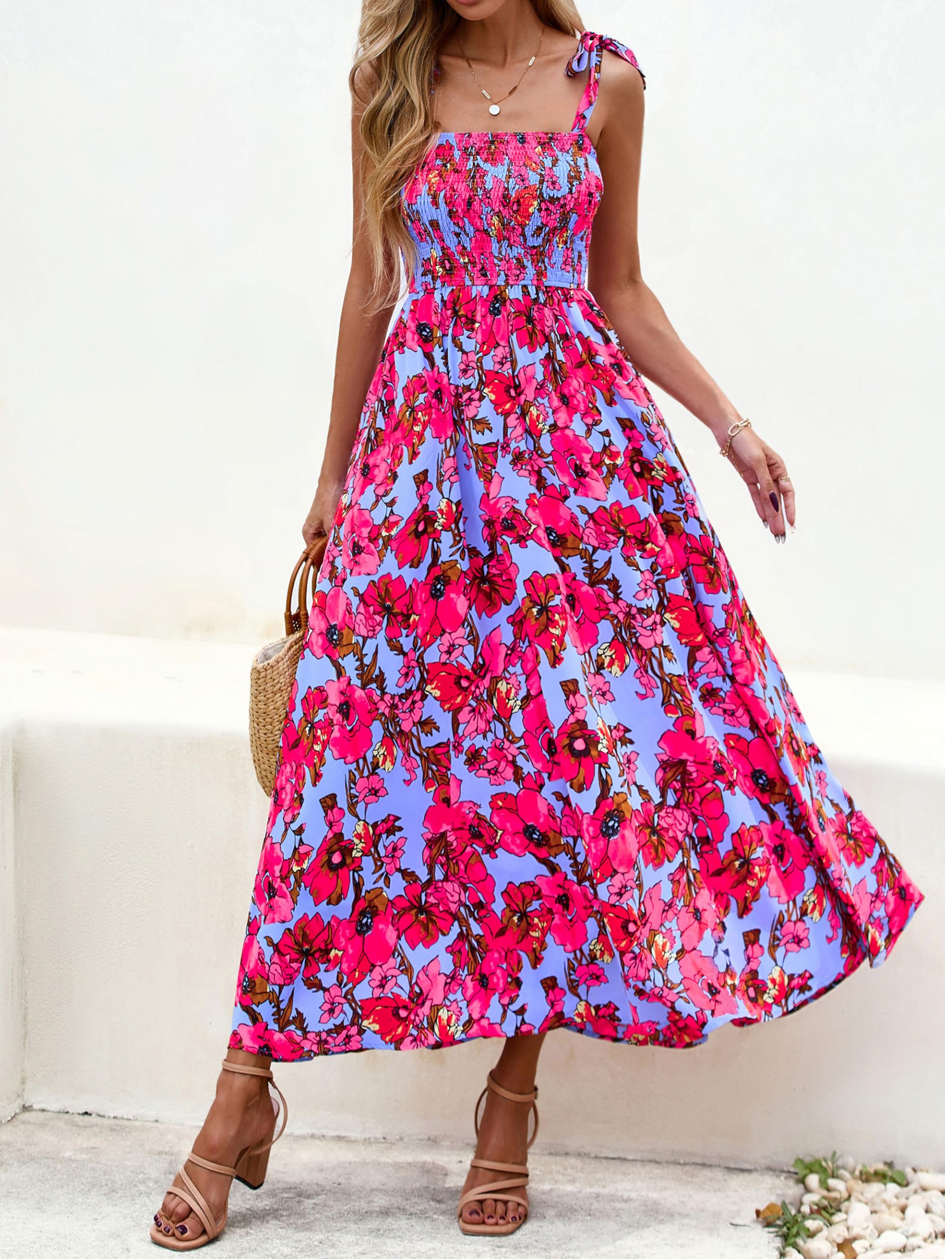 Foto 3 pulgar | Vestido De Verano Prettygarden Maxi Floral Sin Mangas Para Mujer - Venta Internacional.