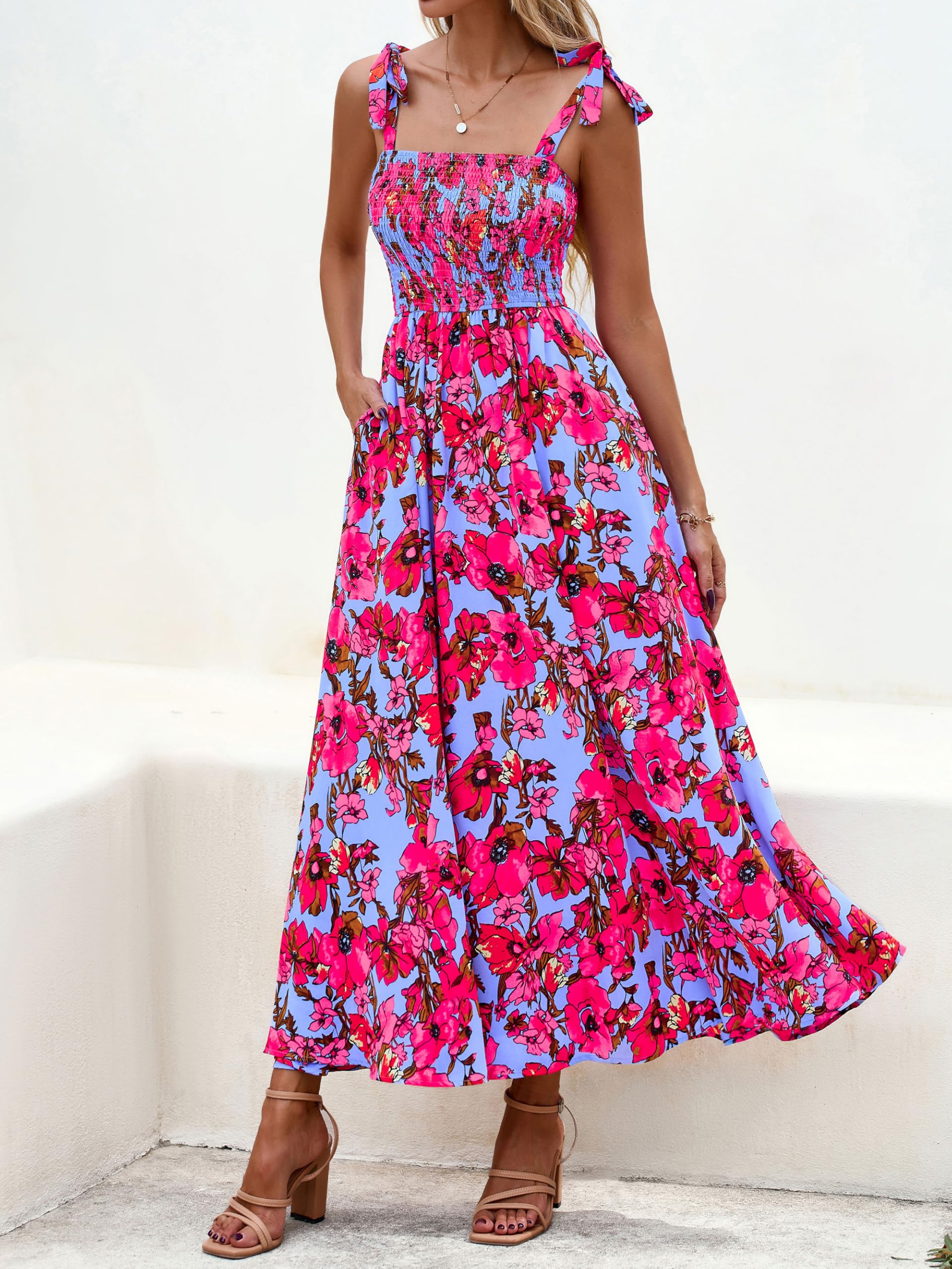 Foto 5 pulgar | Vestido De Verano Prettygarden Maxi Floral Sin Mangas Para Mujer - Venta Internacional.