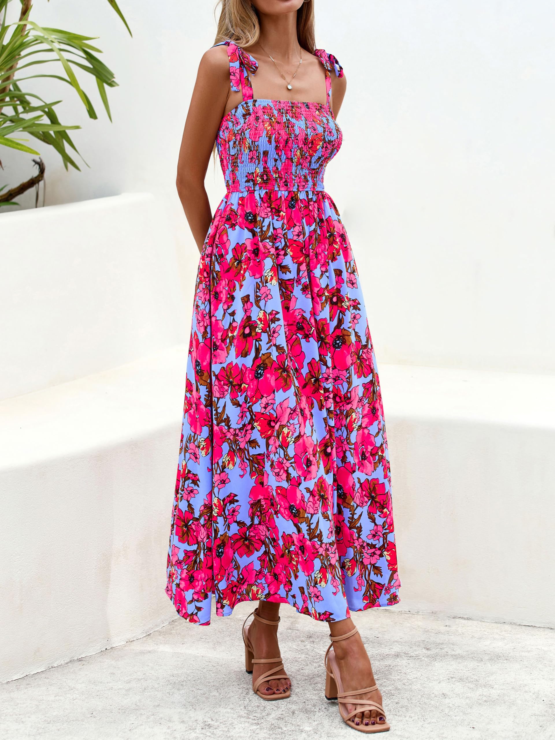 Foto 6 pulgar | Vestido De Verano Prettygarden Maxi Floral Sin Mangas Para Mujer - Venta Internacional.