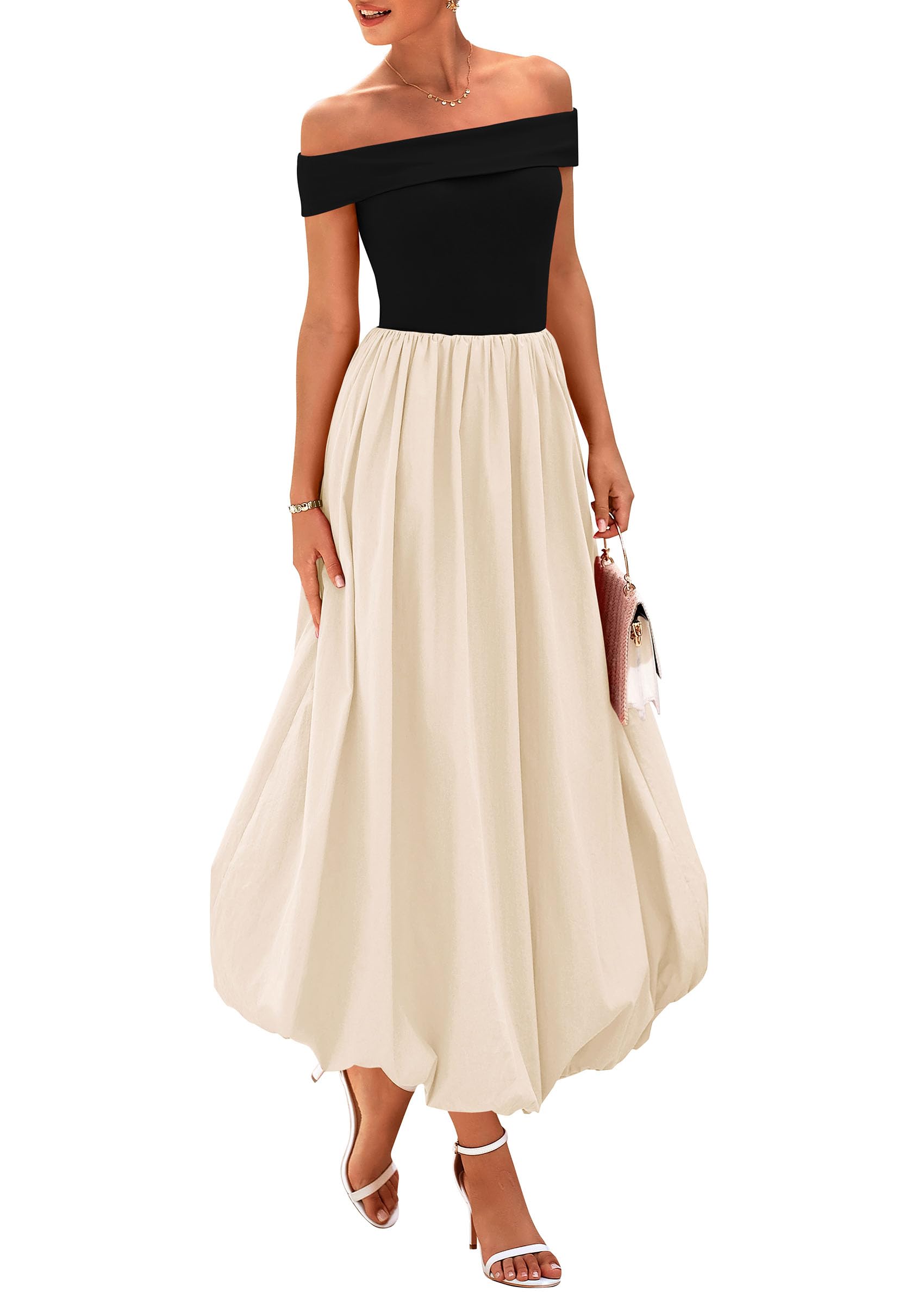 Foto 1 | Vestido Prettygarden Para Mujer, De Verano, Con Hombros Descubiertos, Línea A, Negro - Venta Internacional.