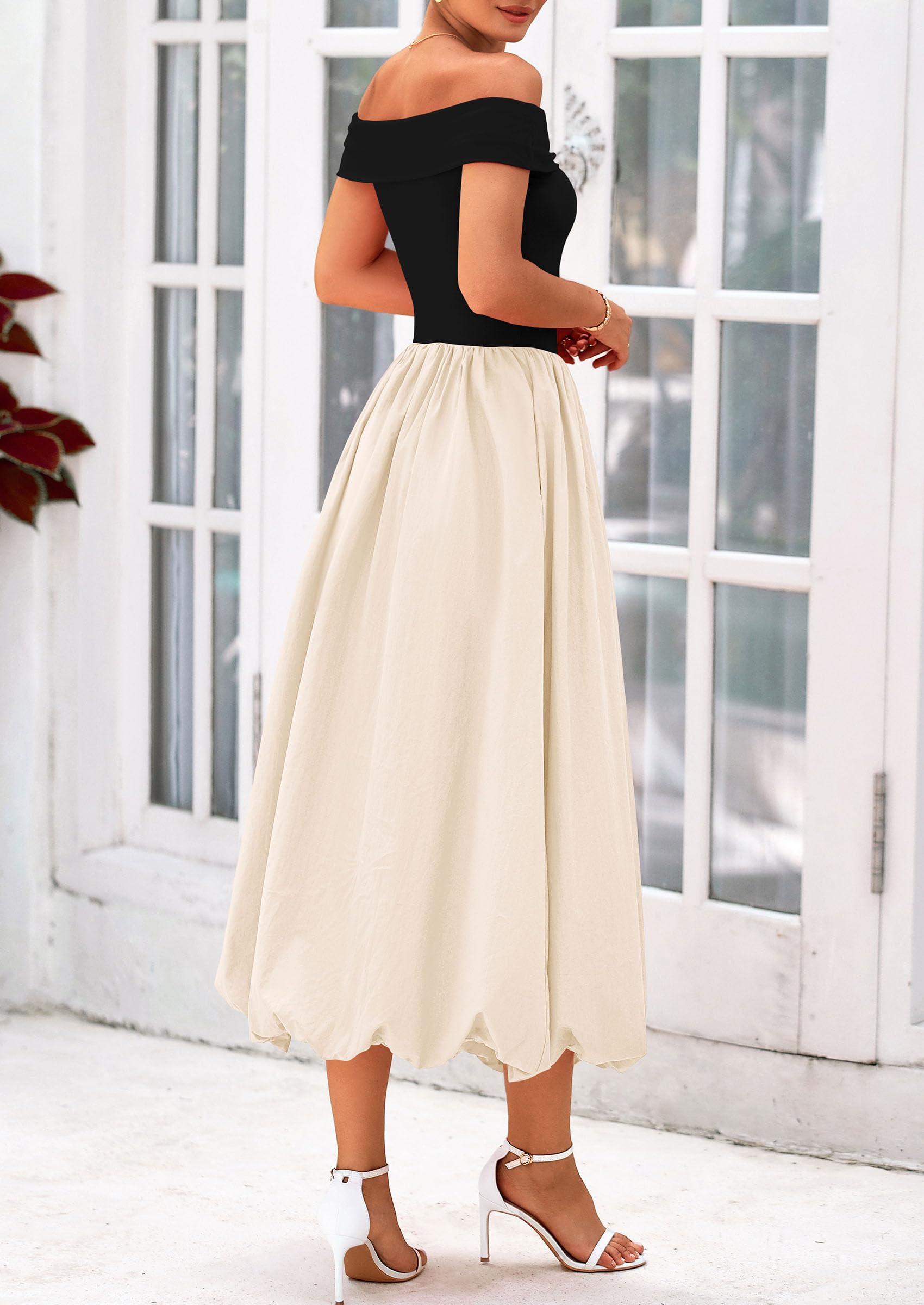 Foto 2 | Vestido Prettygarden Para Mujer, De Verano, Con Hombros Descubiertos, Línea A, Negro - Venta Internacional.