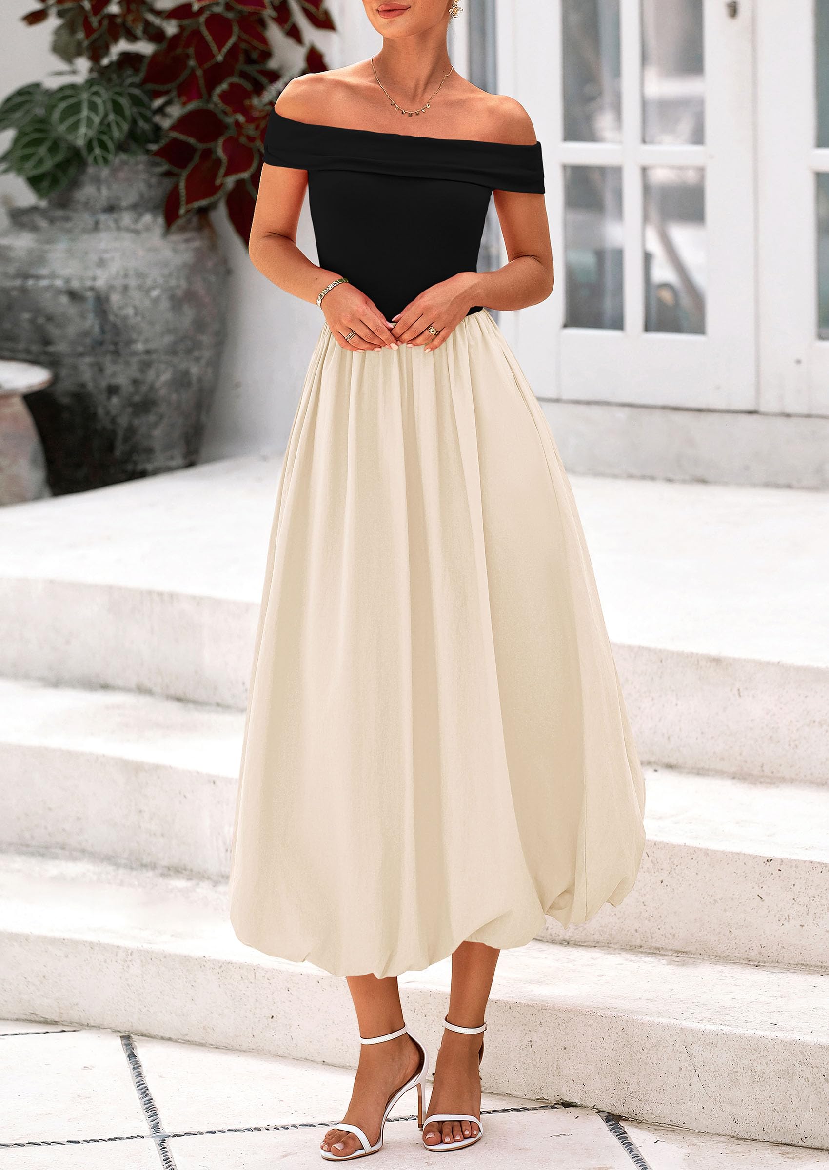 Foto 4 pulgar | Vestido Prettygarden Para Mujer, De Verano, Con Hombros Descubiertos, Línea A, Negro - Venta Internacional.