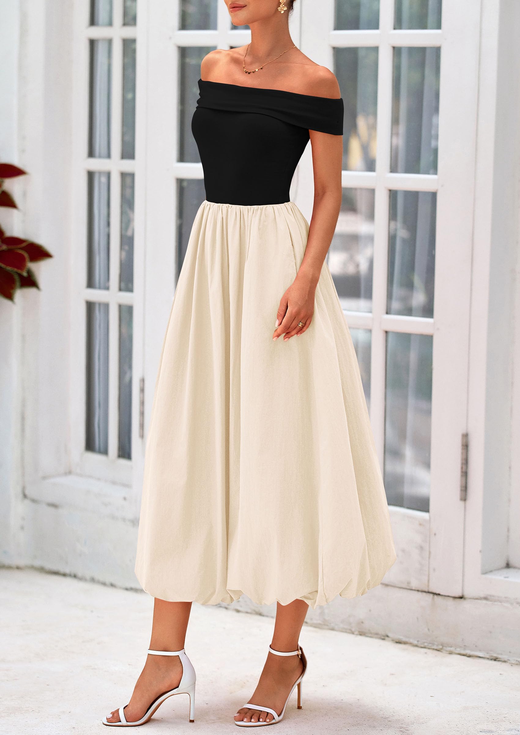 Foto 7 | Vestido Prettygarden Para Mujer, De Verano, Con Hombros Descubiertos, Línea A, Negro - Venta Internacional.