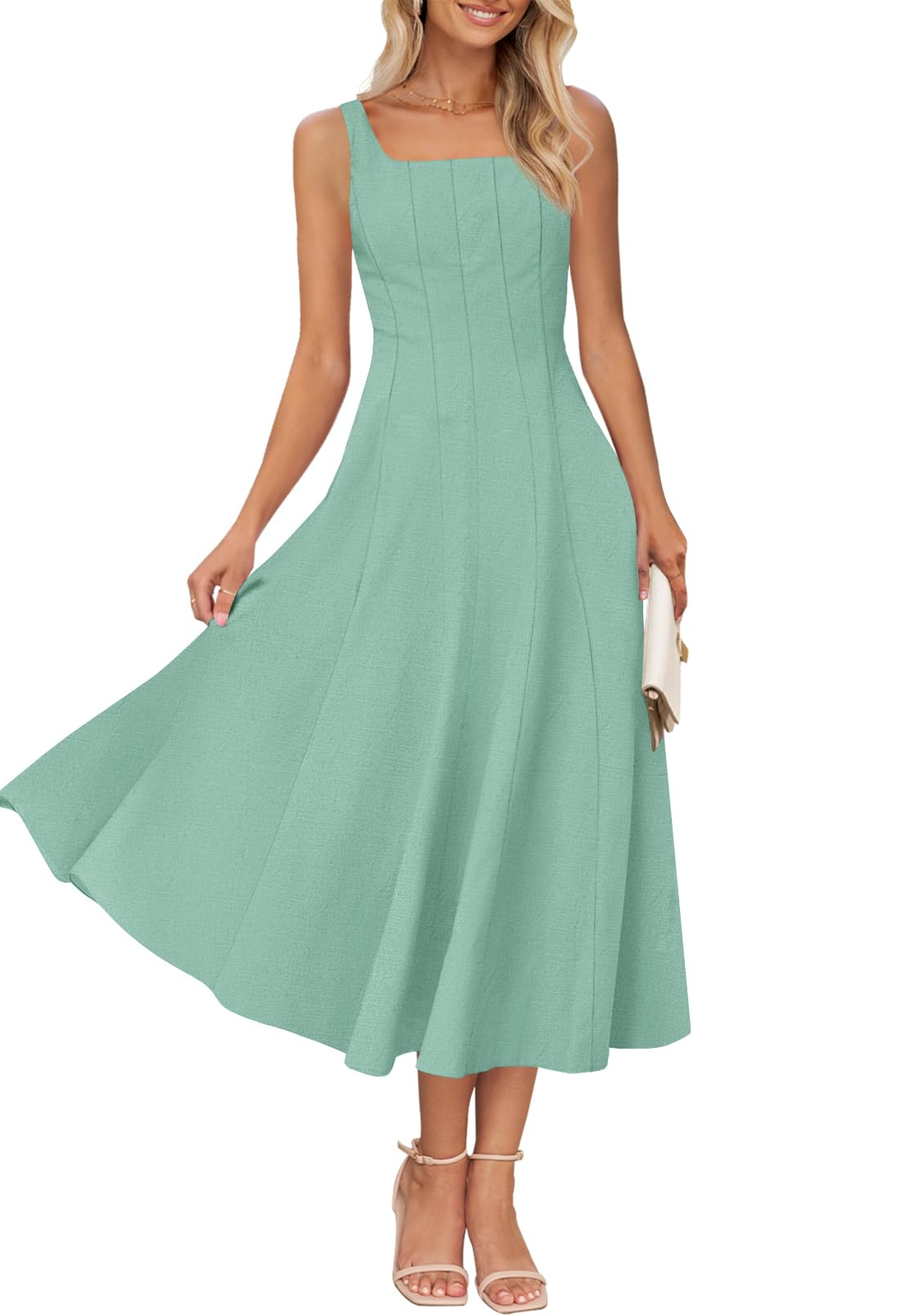 Foto 2 pulgar | Vestido Merokeety Vestido Midi Sin Mangas De Verano 2025 Para Mujer - Venta Internacional.