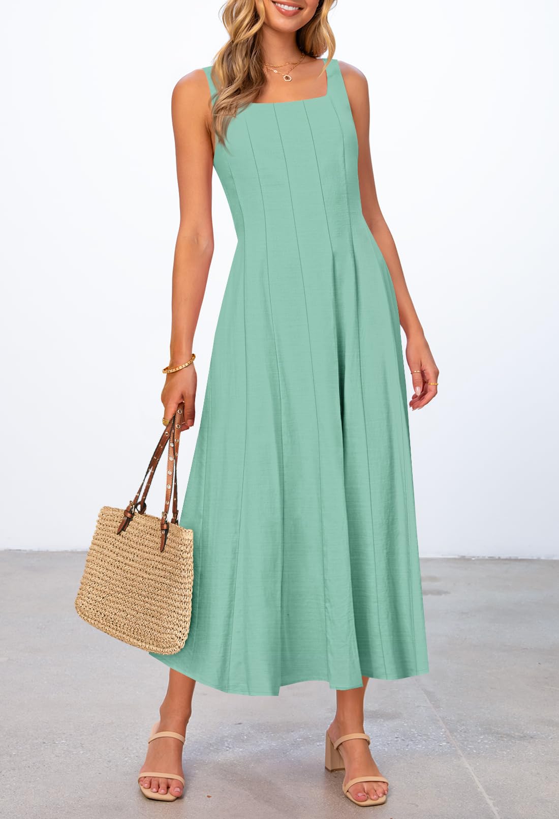 Foto 5 pulgar | Vestido Merokeety Vestido Midi Sin Mangas De Verano 2025 Para Mujer - Venta Internacional.