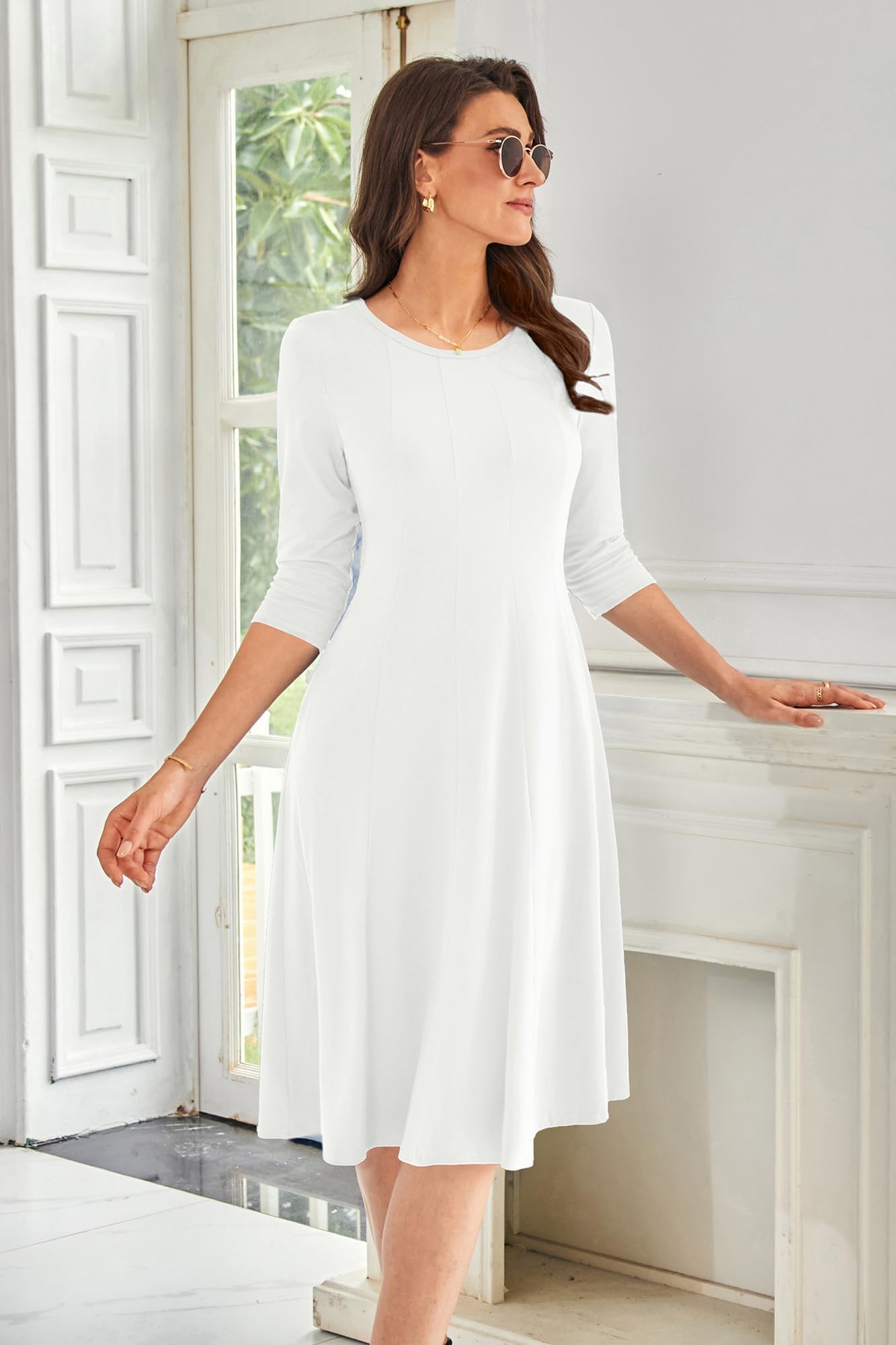 Foto 2 | Vestido Grace Karin, Casual De Verano, Blanco, Línea A, Manga 3/4, Xxl - Venta Internacional.