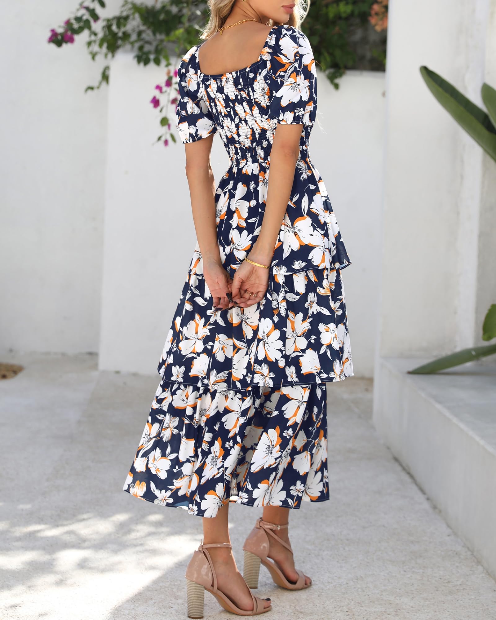 Foto 4 pulgar | Vestido Casual Btfbm Para Mujer Con Cuello Cuadrado Y Manga Abullonada - Venta Internacional.