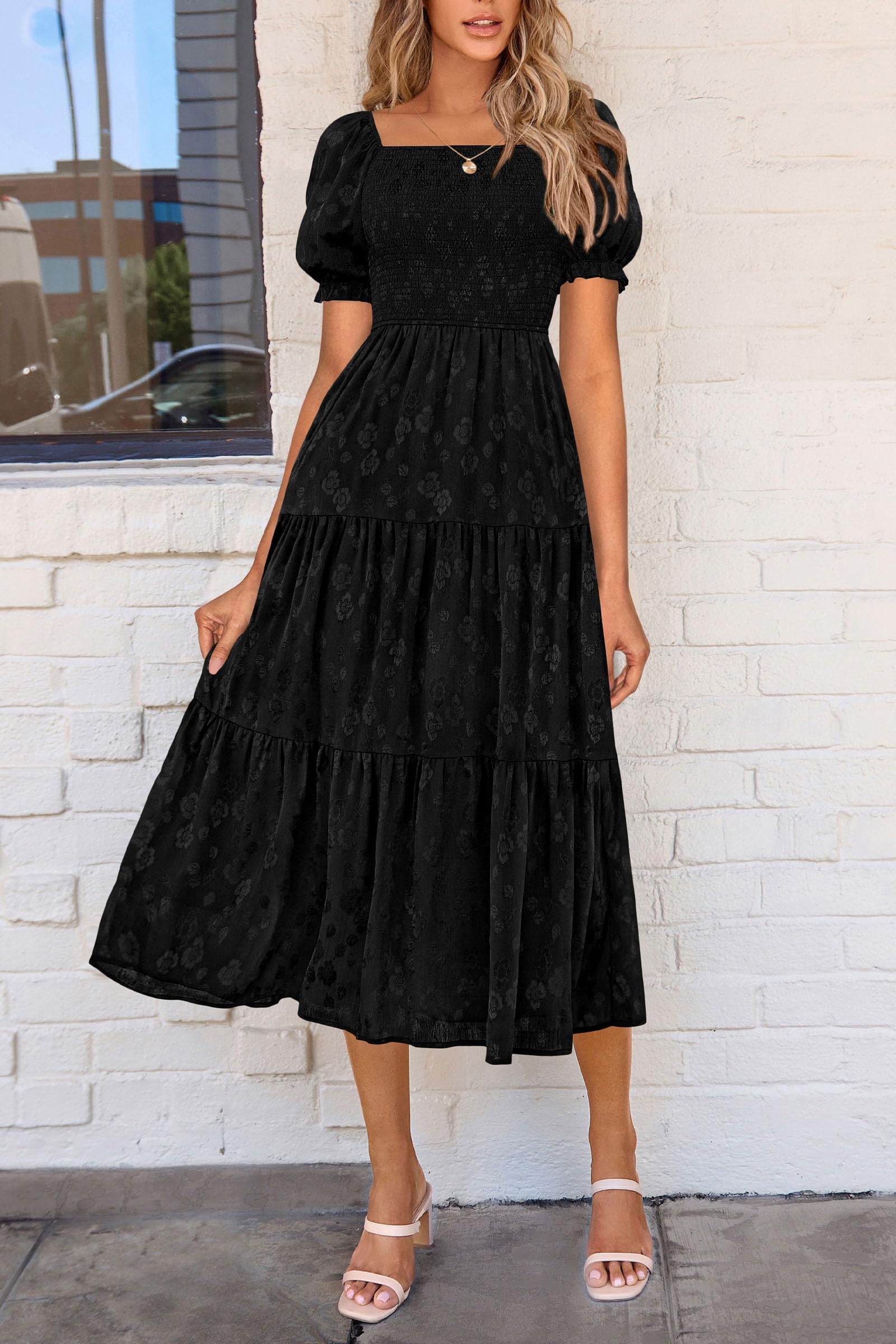 Foto 5 pulgar | Vestido Midi Prettygarden Para Mujer, Verano 2025, Estampado Floral, Negro - Venta Internacional.