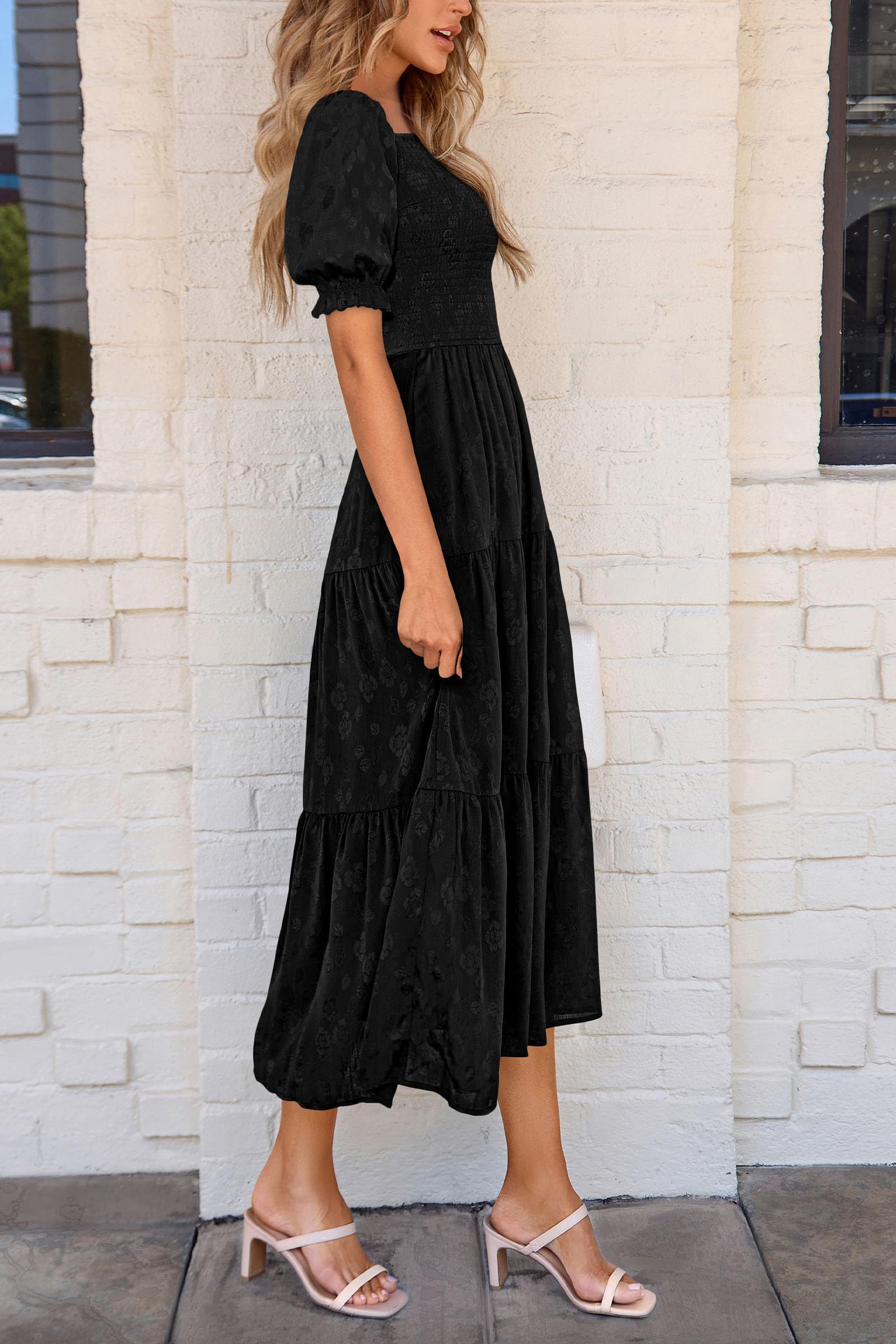 Foto 7 | Vestido Midi Prettygarden Para Mujer, Verano 2025, Estampado Floral, Negro - Venta Internacional.