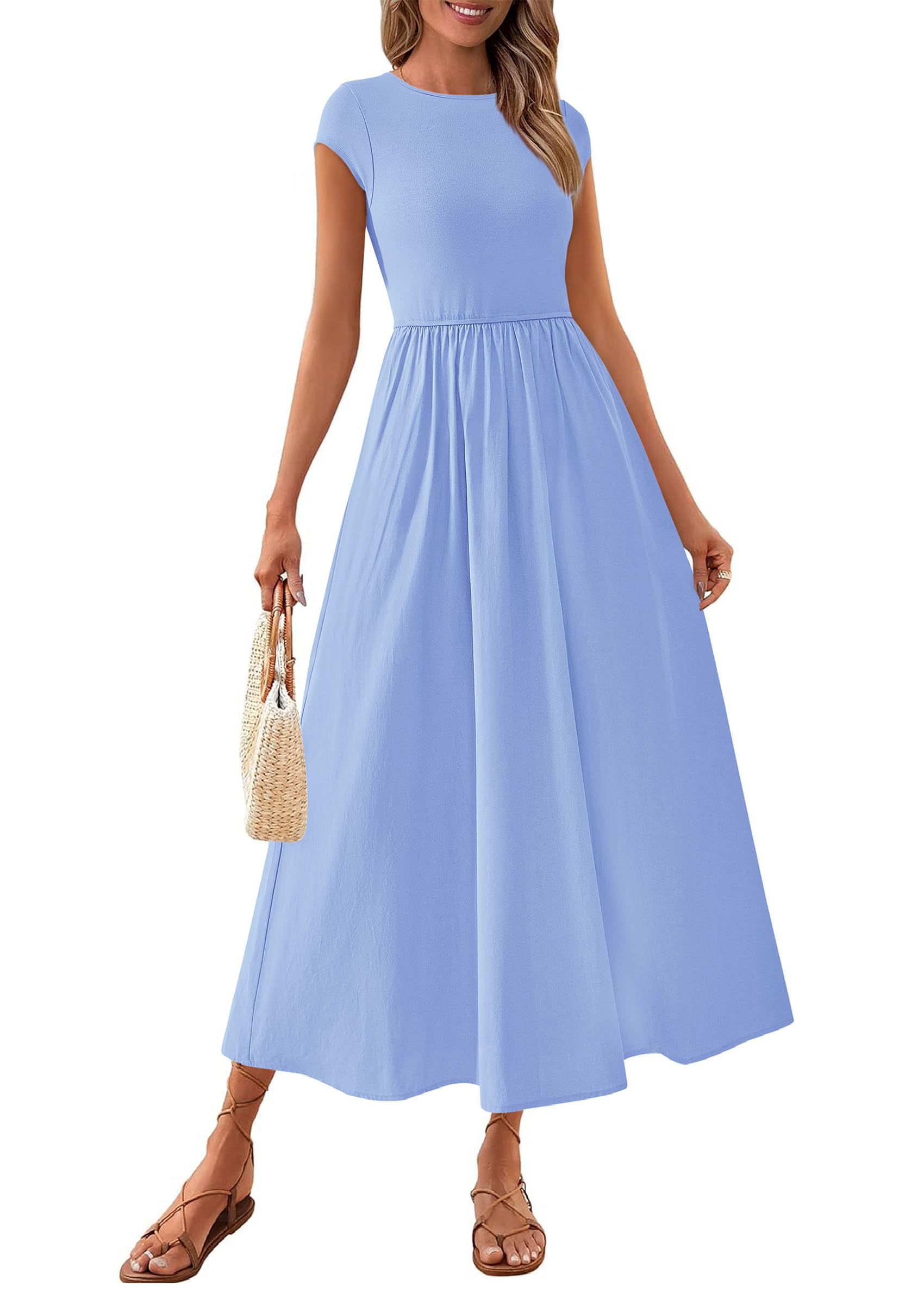 Foto 2 pulgar | Vestido Prettygarden Para Mujer, Casual, Verano 2025, Maxi, Azul Claro - Venta Internacional.
