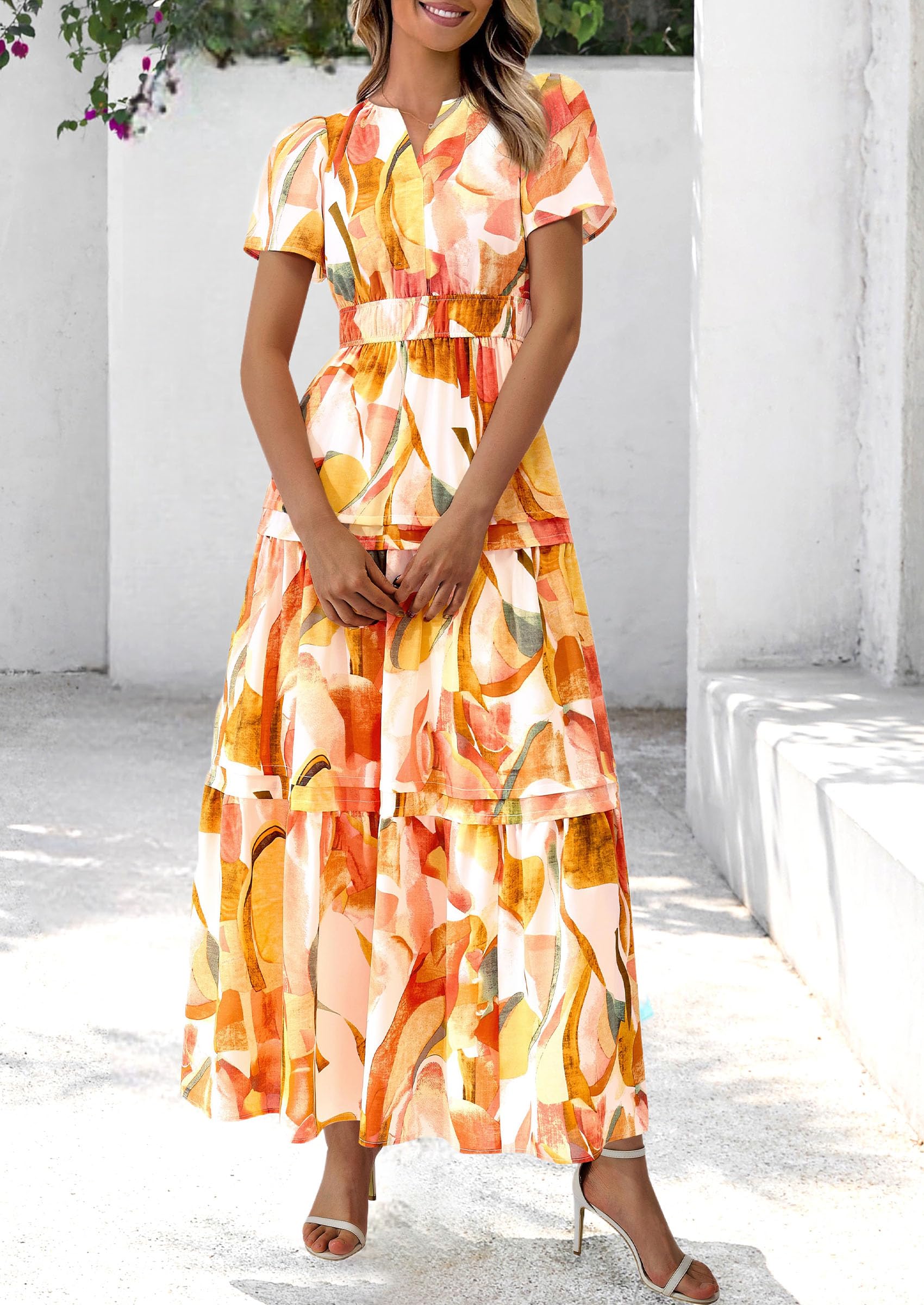 Foto 4 | Vestido Largo Prettygarden Para Mujer Con Estampado Floral Bohemio De Verano De 2025 - Venta Internacional.