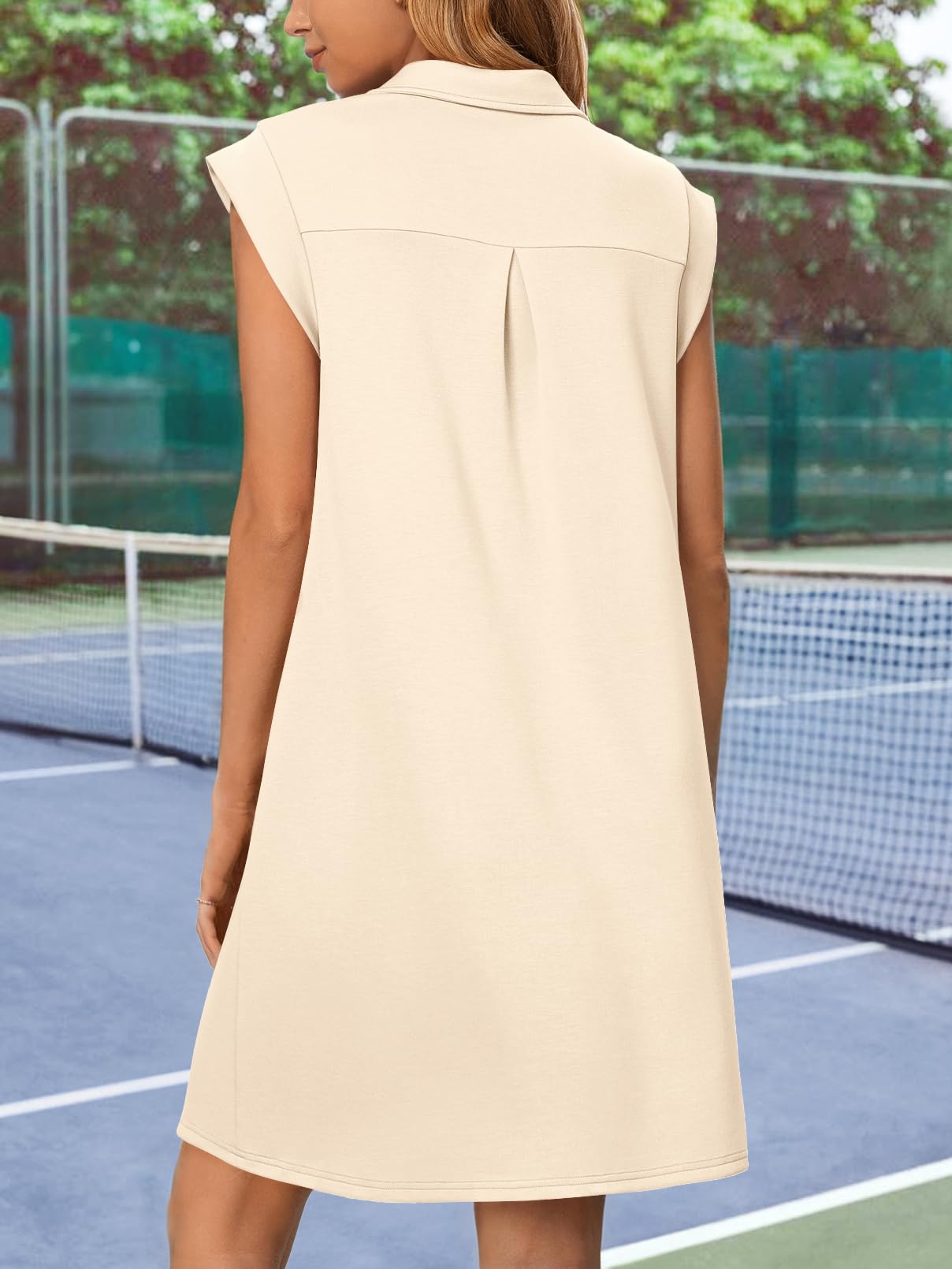 Foto 6 | Vestido Merokeety 2025 Verano Manga Corta Cuello En V Beige - Venta Internacional.