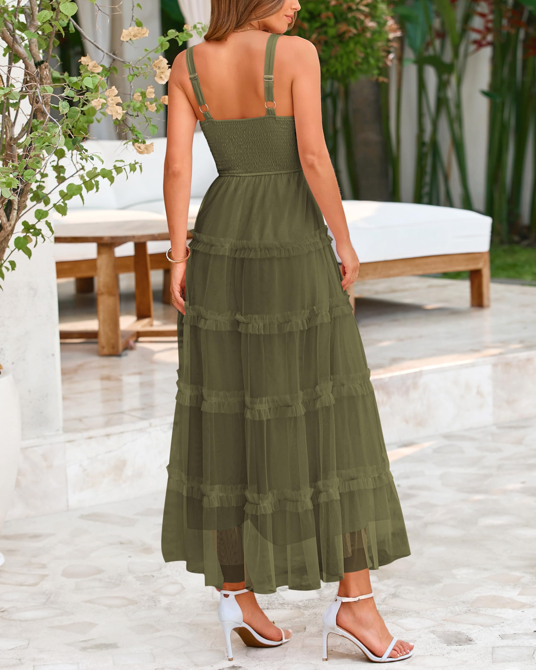 Foto 6 pulgar | Vestido Largo Prettygarden Tul con Volantes sin Mangas para Mujer - Venta Internacional