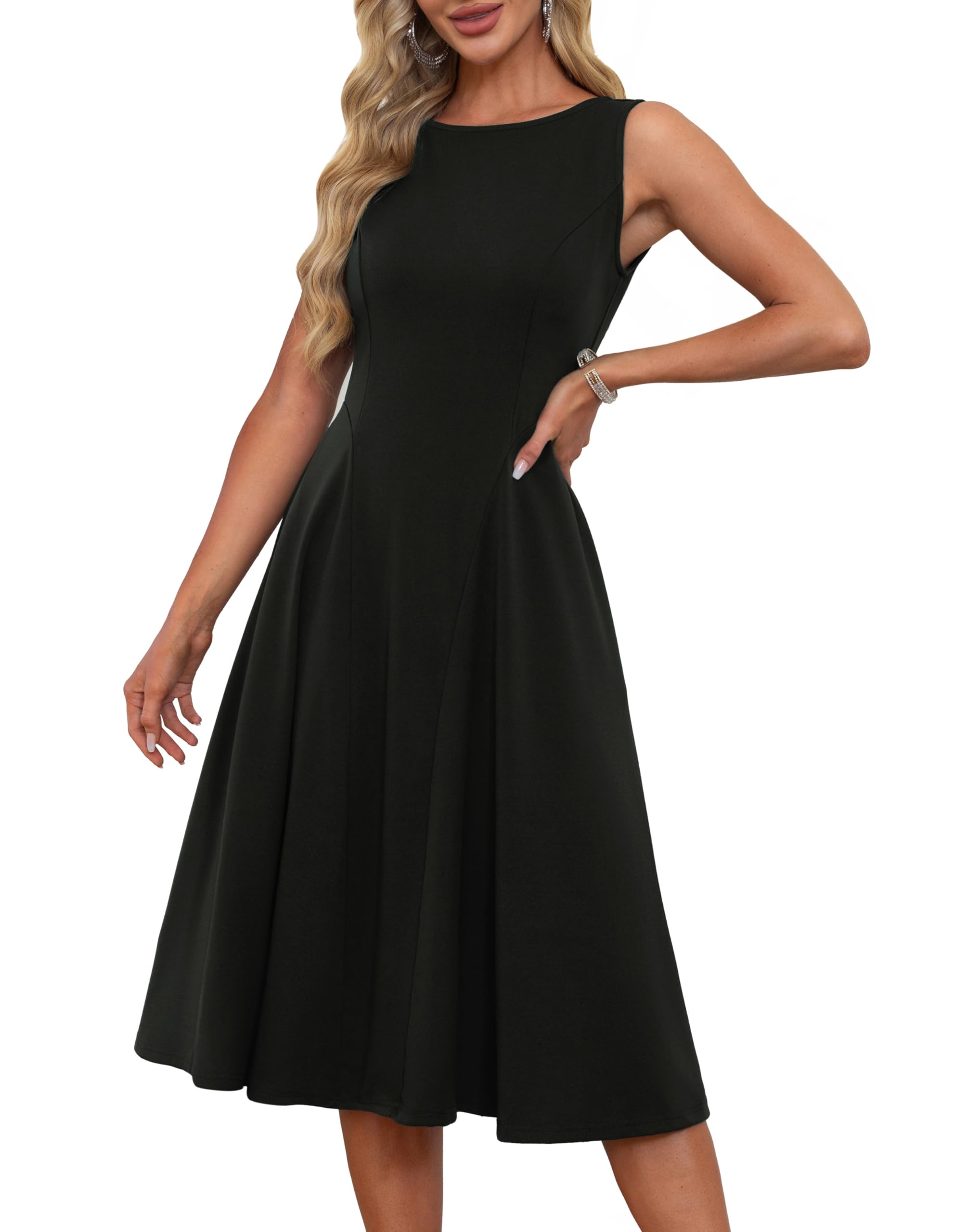 Vestido De Cóctel Grace Karin Sin Mangas, Línea A Con Bolsillos, Negro S - Venta Internacional.