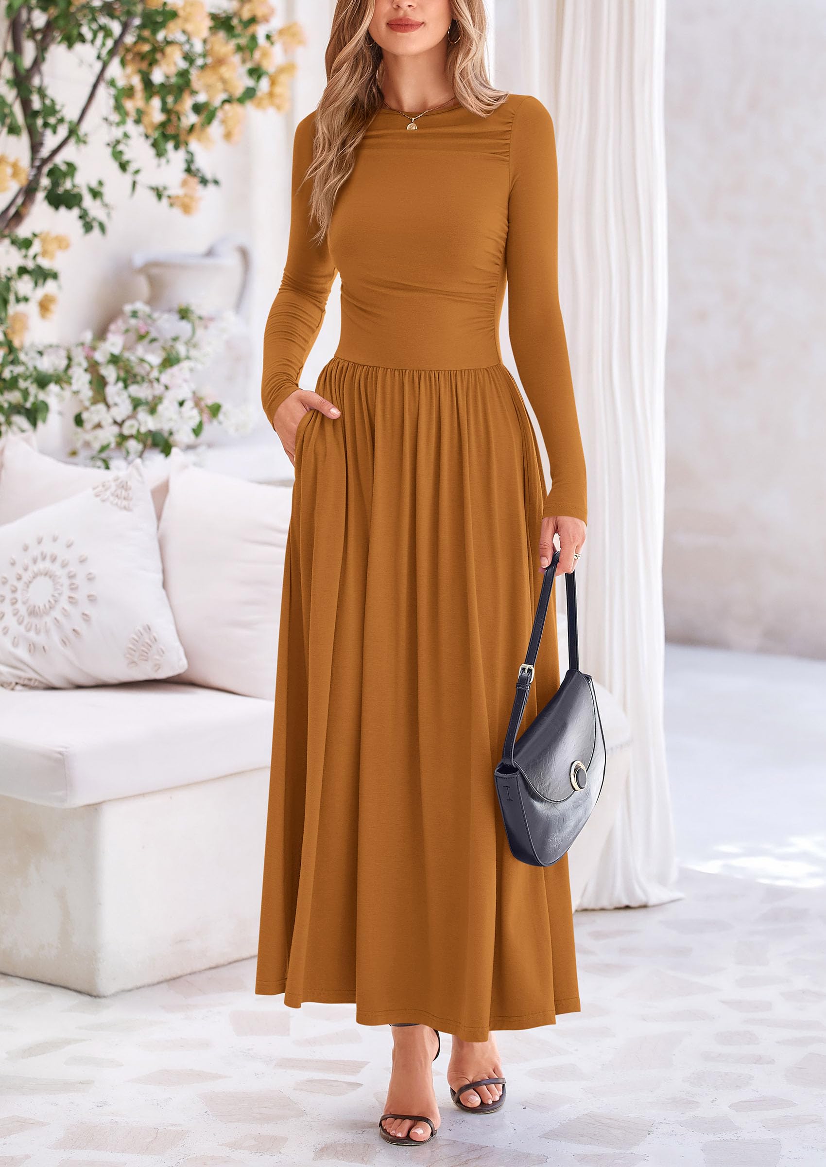 Foto 4 pulgar | Vestido Largo Prettygarden Casual De Primavera De Manga Larga Para Mujer - Venta Internacional.