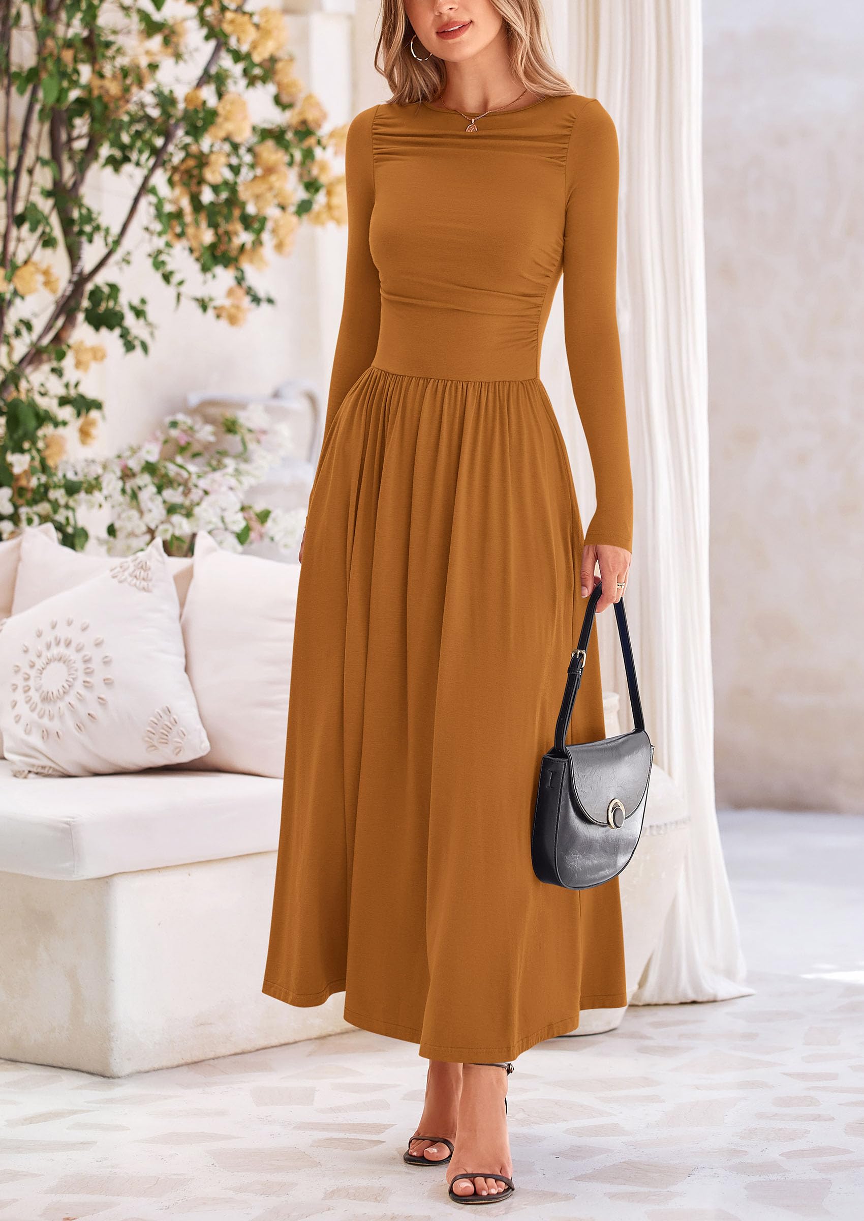 Foto 5 pulgar | Vestido Largo Prettygarden Casual De Primavera De Manga Larga Para Mujer - Venta Internacional.
