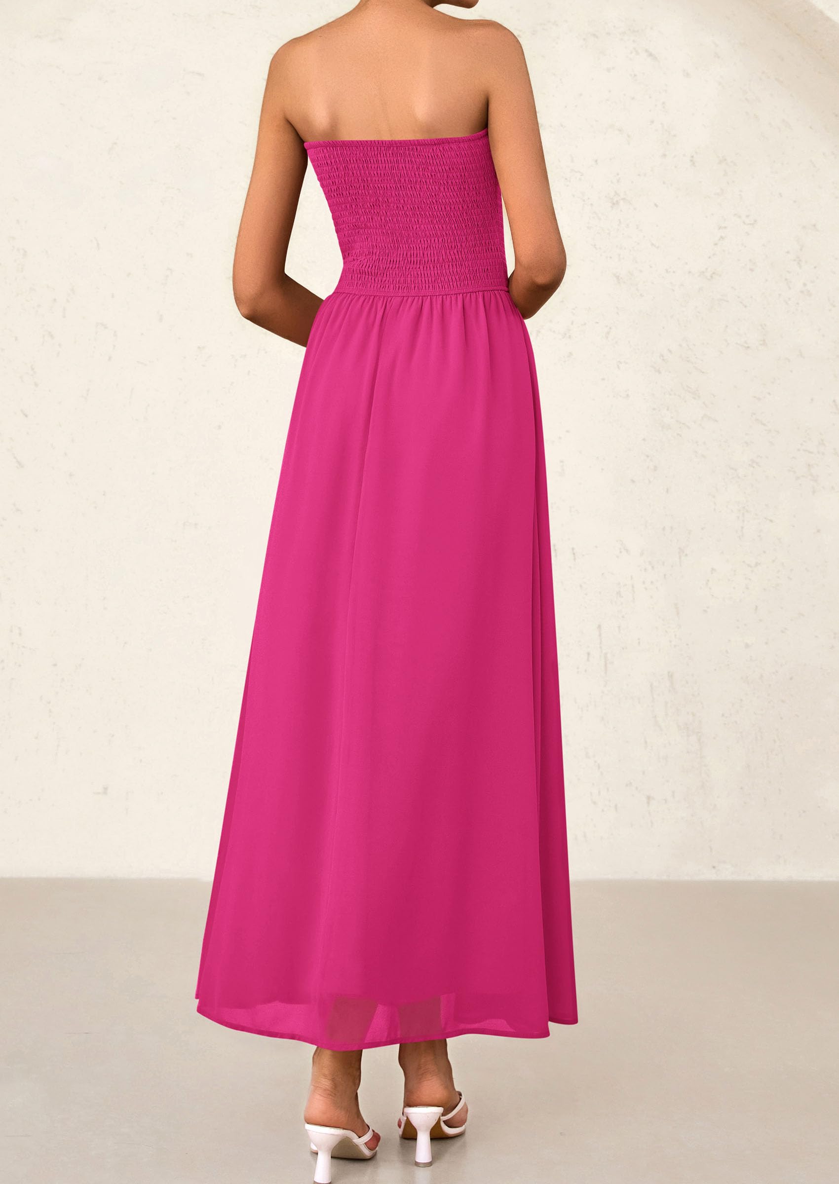Foto 3 pulgar | Vestido De Invitada De Boda Prettygarden Tube Top Maxi Rose Red - Venta Internacional.