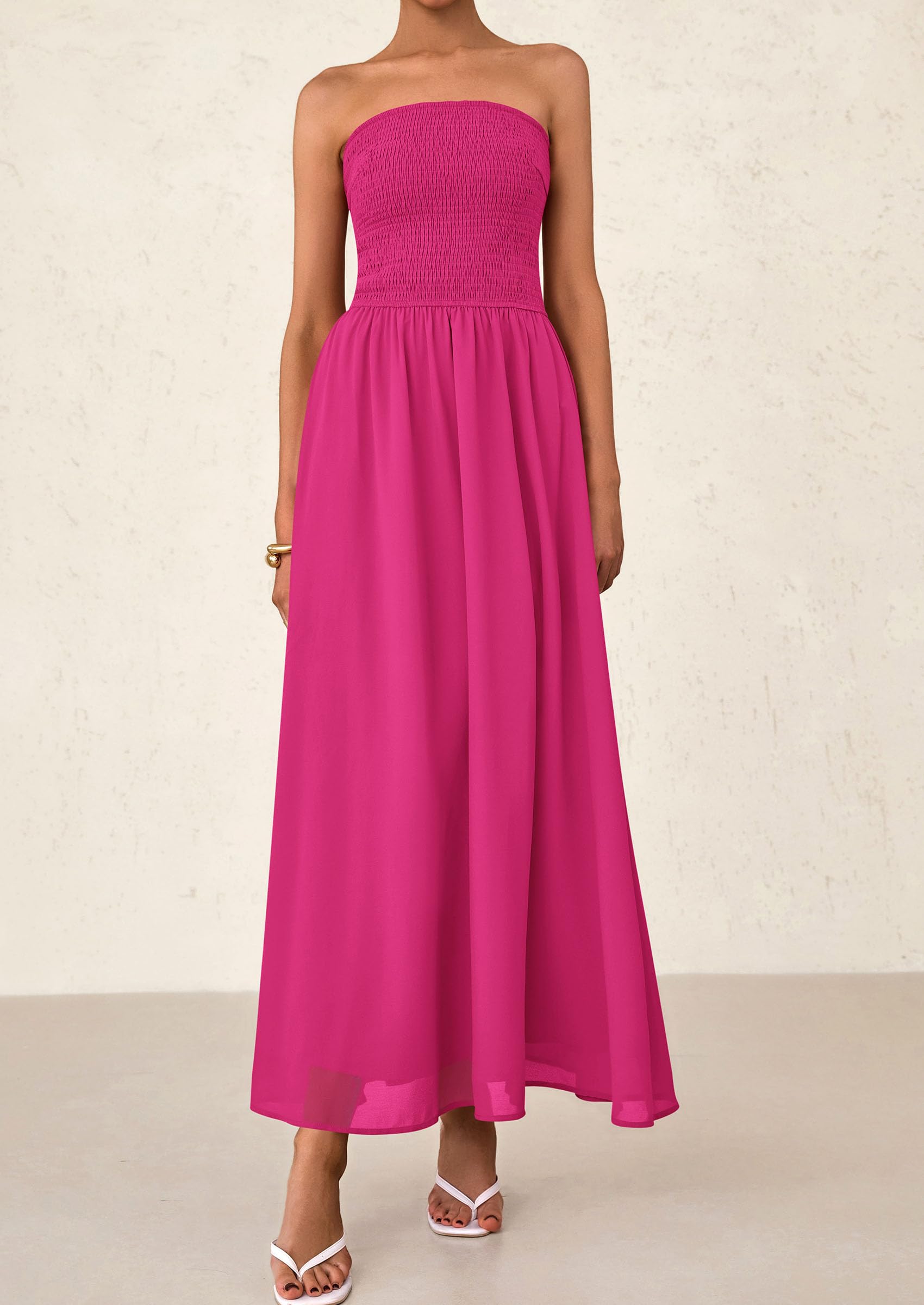 Foto 8 pulgar | Vestido De Invitada De Boda Prettygarden Tube Top Maxi Rose Red - Venta Internacional.