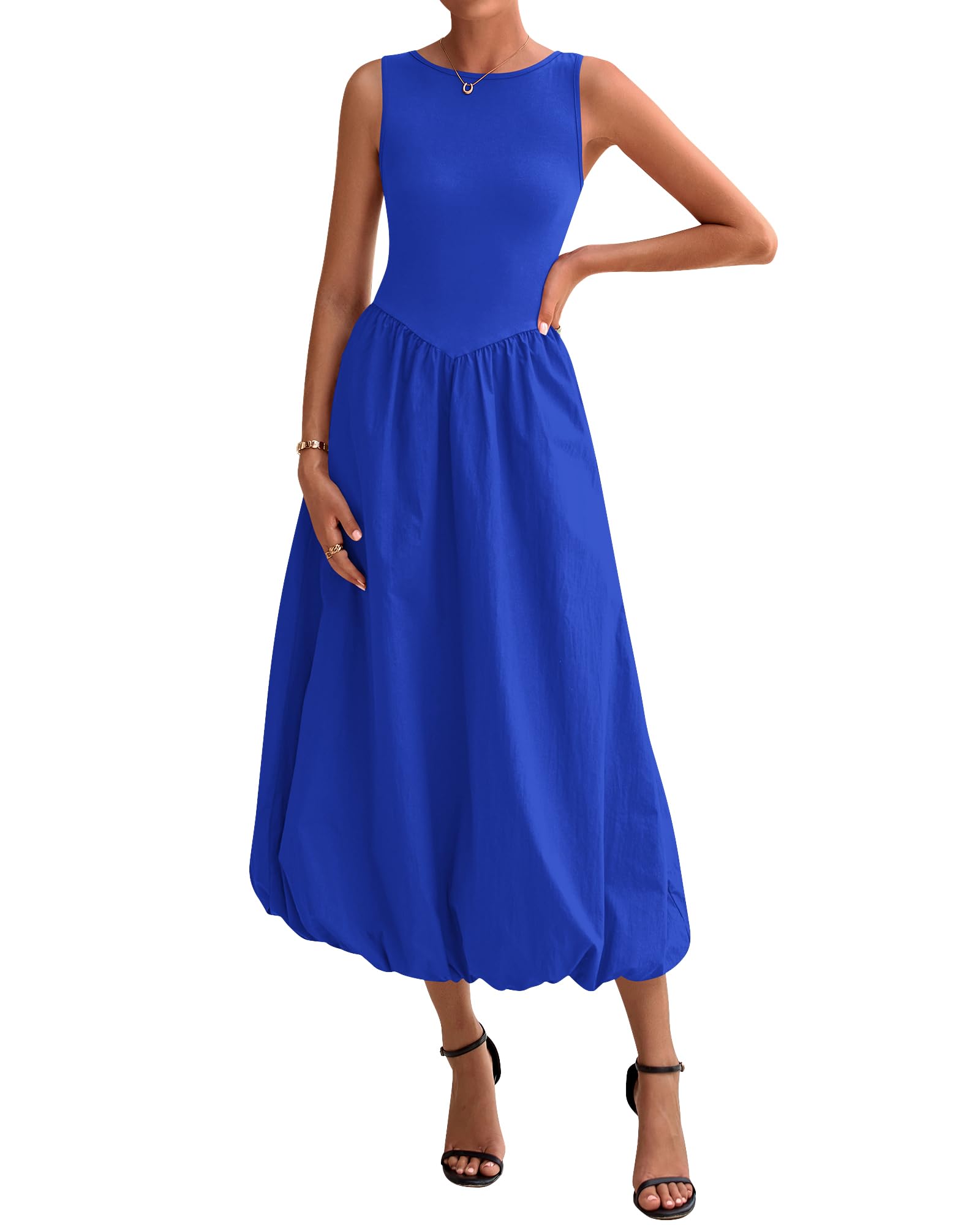 Vestido Btfbm Para Mujer 2025, Casual, Sin Mangas, Midi, Azul - Venta Internacional.