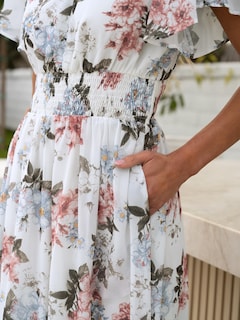 Foto 6 | Vestido Largo Anrabess De Verano Con Cuello En V Y Estampado Floral De Chifón Para Mujer - Venta Internacional.