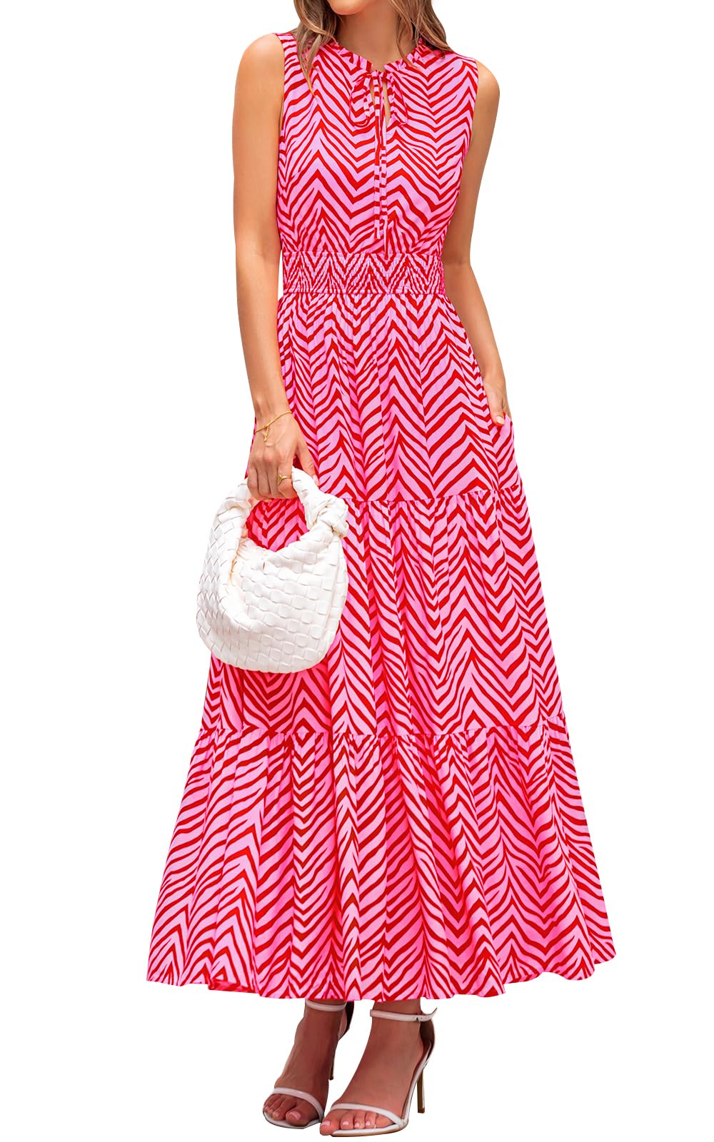 Foto 2 pulgar | Vestido Prettygarden Sin Mangas Con Cuello En V Para Mujer Invitada A La Boda - Venta Internacional.