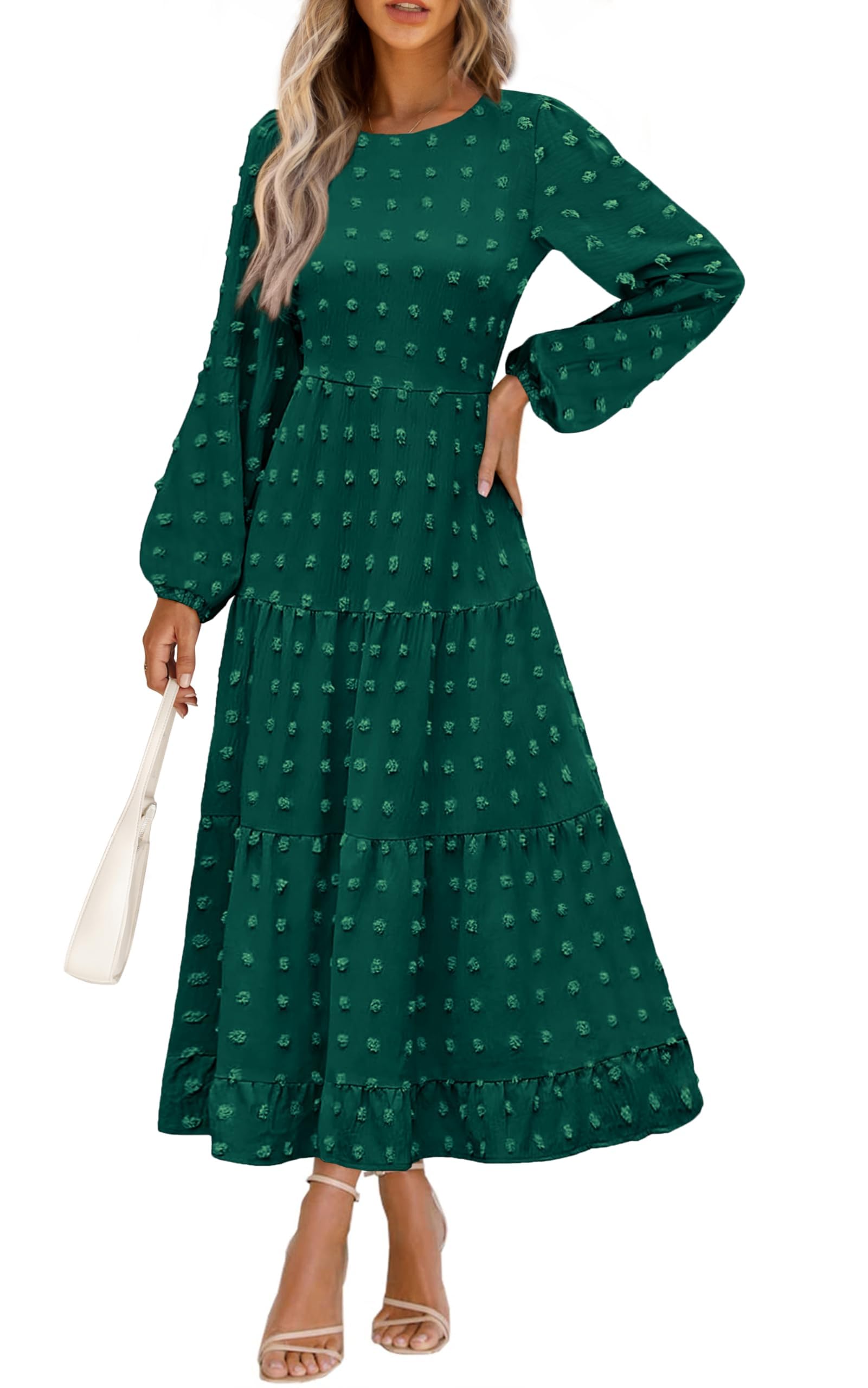 Foto 2 pulgar | Vestido Largo Prettygarden Para Mujer, Otoño, Primavera, Verde Oscuro, Xs - Venta Internacional.