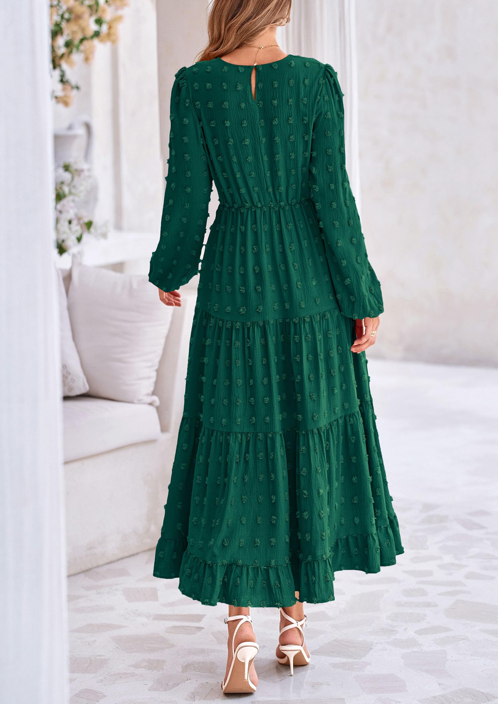 Foto 3 pulgar | Vestido Largo Prettygarden Para Mujer, Otoño, Primavera, Verde Oscuro, Xs - Venta Internacional.