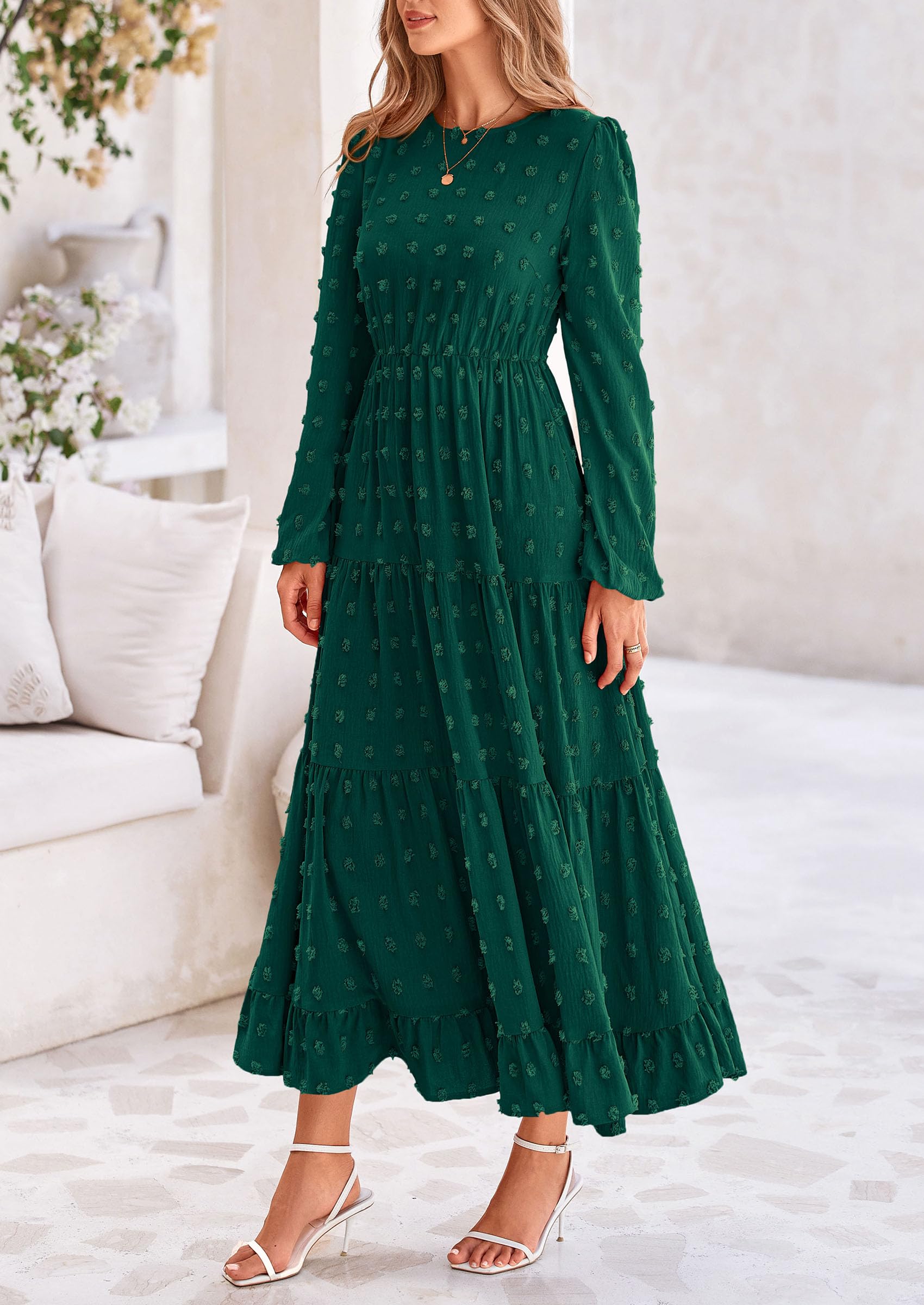 Foto 8 pulgar | Vestido Largo Prettygarden Para Mujer, Otoño, Primavera, Verde Oscuro, Xs - Venta Internacional.