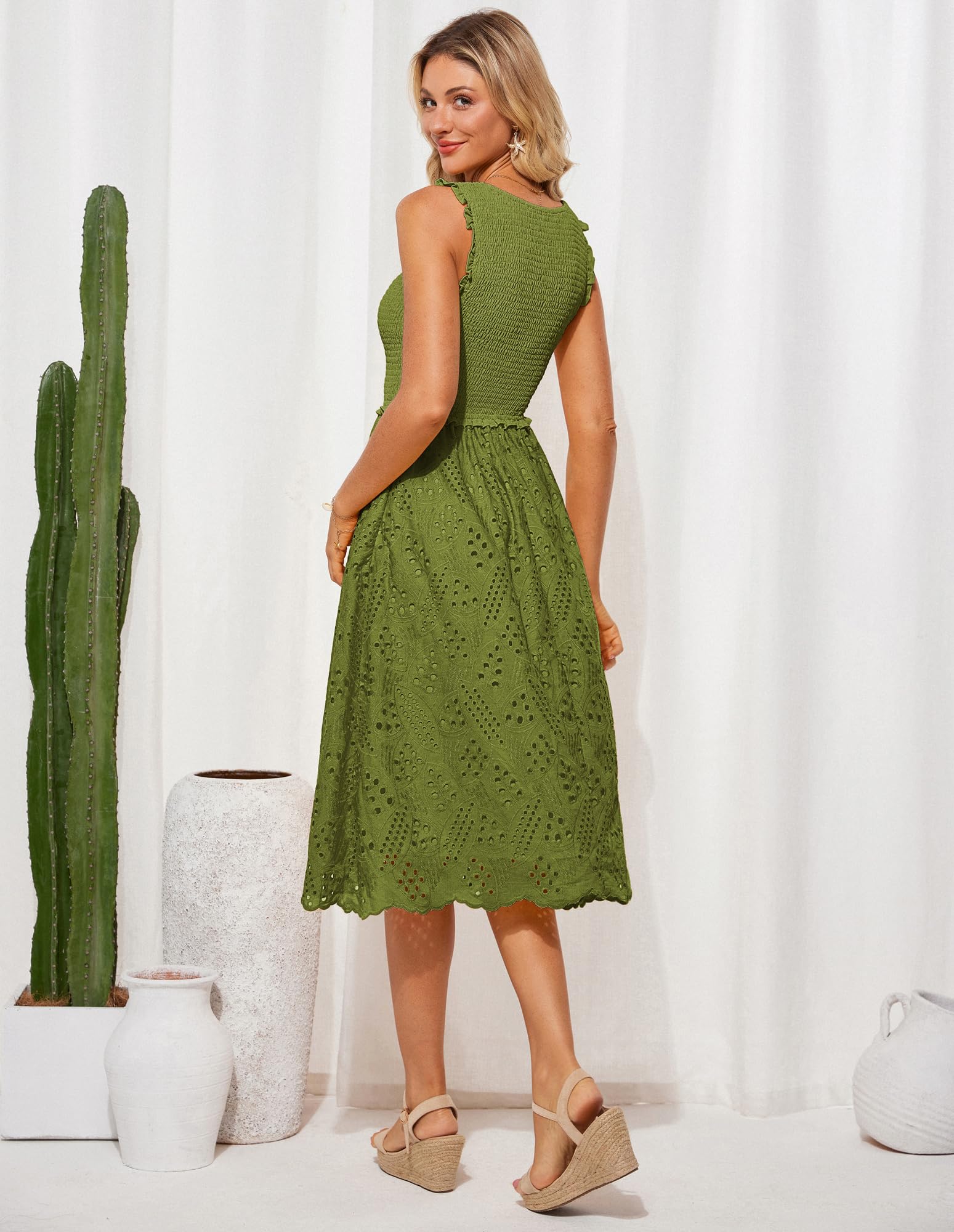 Foto 4 pulgar | Vestido Grace Karin 2025 Para Mujer, Casual, Sin Mangas, Verde Matcha, Talla M - Venta Internacional.
