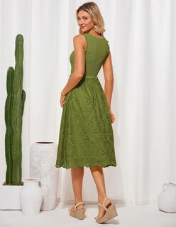 Foto 3 | Vestido Grace Karin 2025 Para Mujer, Casual, Sin Mangas, Verde Matcha, Talla M - Venta Internacional.