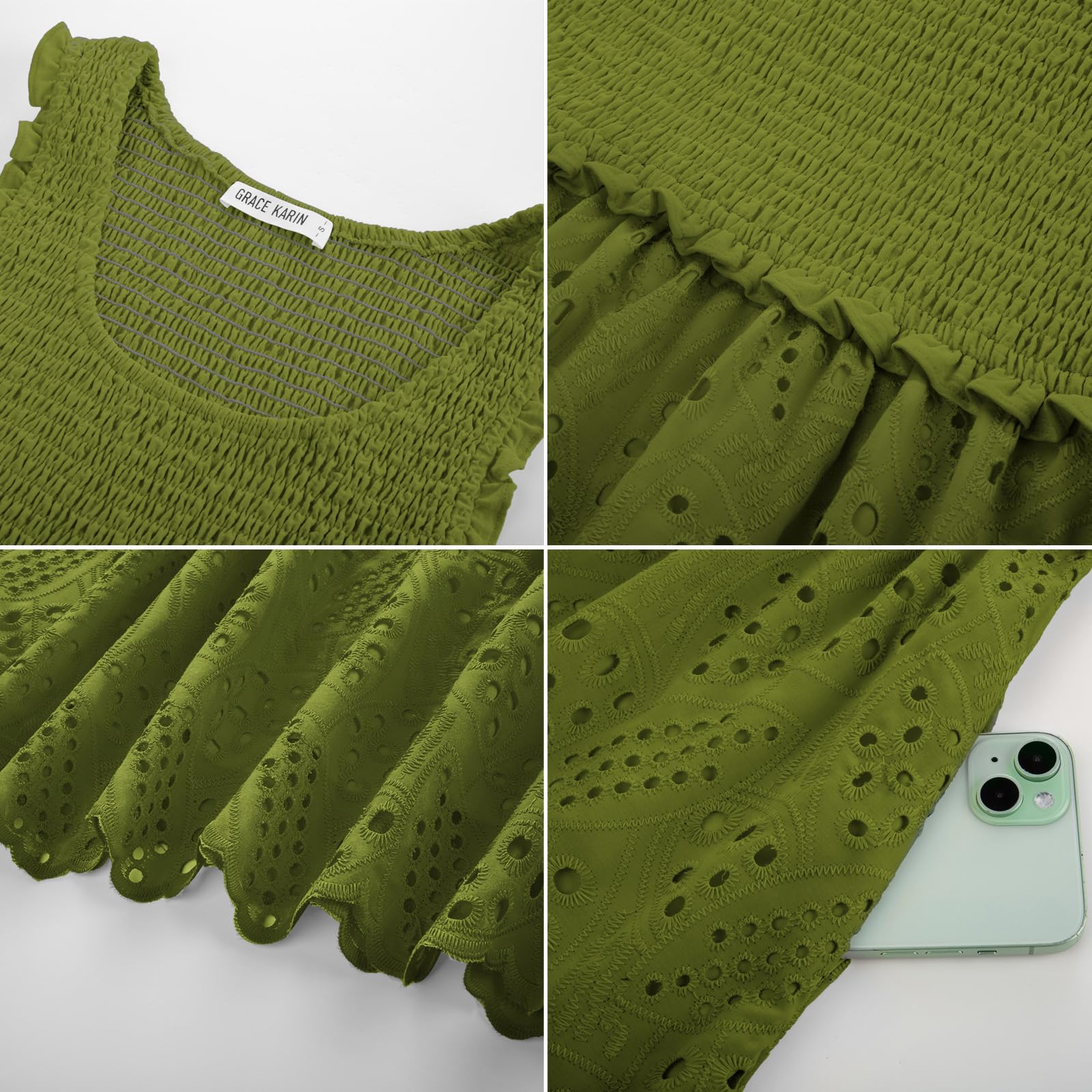Foto 6 pulgar | Vestido Grace Karin 2025 Para Mujer, Casual, Sin Mangas, Verde Matcha, Talla M - Venta Internacional.