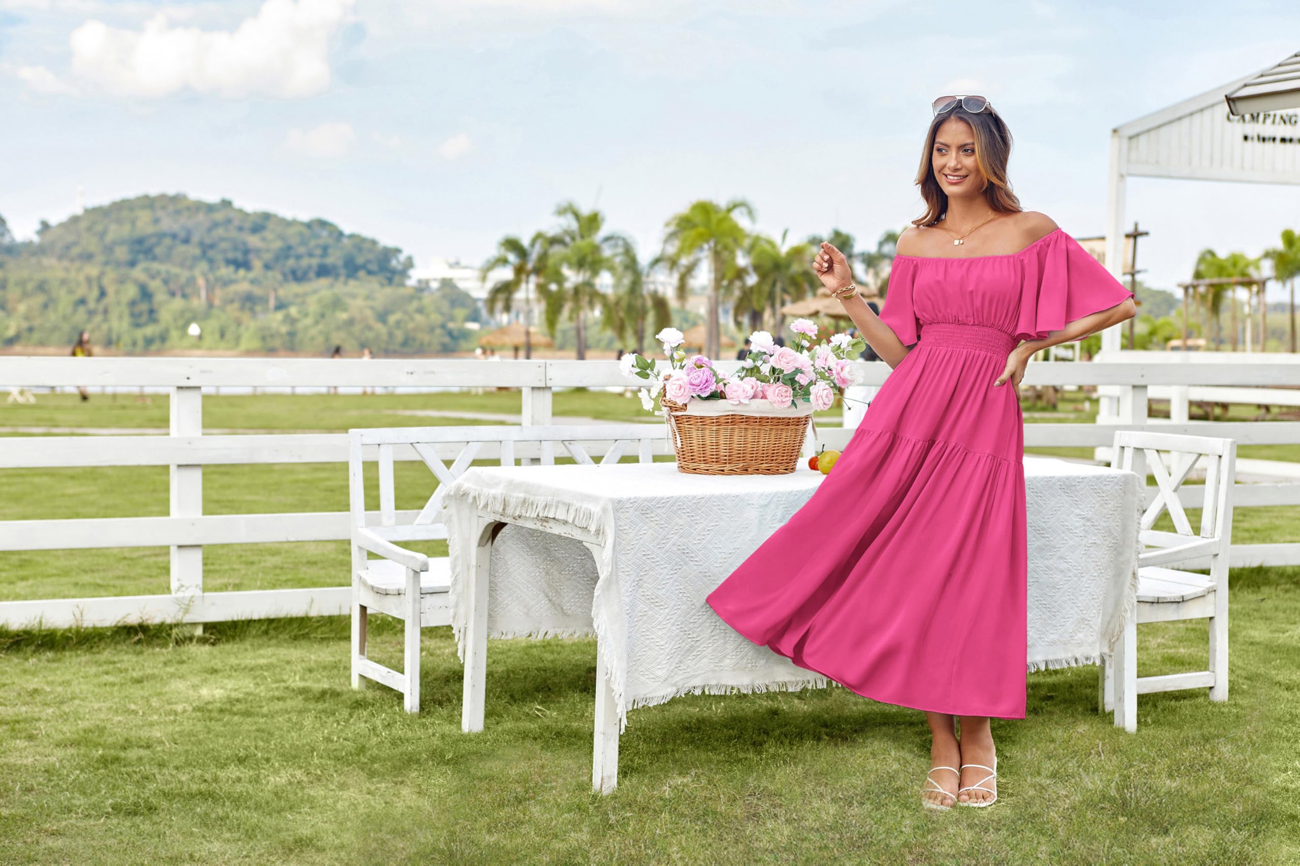 Foto 5 | Vestido Casual Grace Karin De Manga Corta Para Mujer, Midi, Rosa M - Venta Internacional.