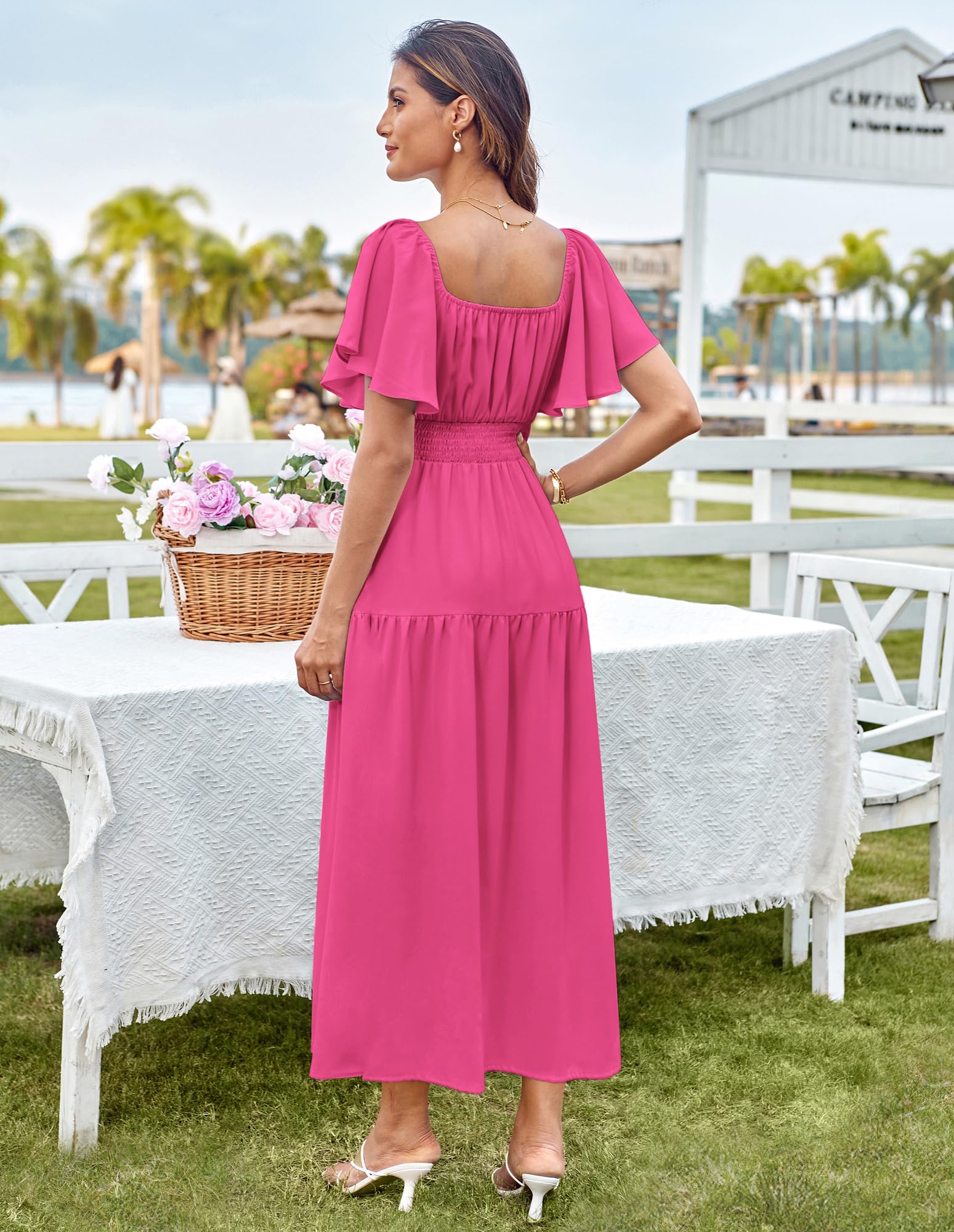 Foto 8 pulgar | Vestido Casual Grace Karin De Manga Corta Para Mujer, Midi, Rosa M - Venta Internacional.