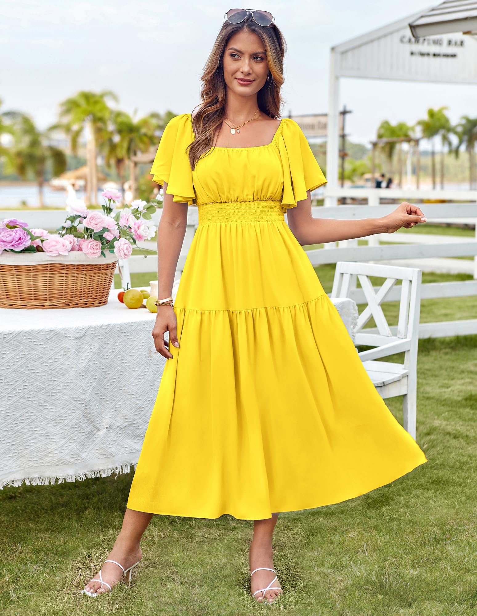 Foto 5 pulgar | Vestido Grace Karin, Casual, De Verano, Midi, Con Volantes, Amarillo Para Mujer - Venta Internacional.