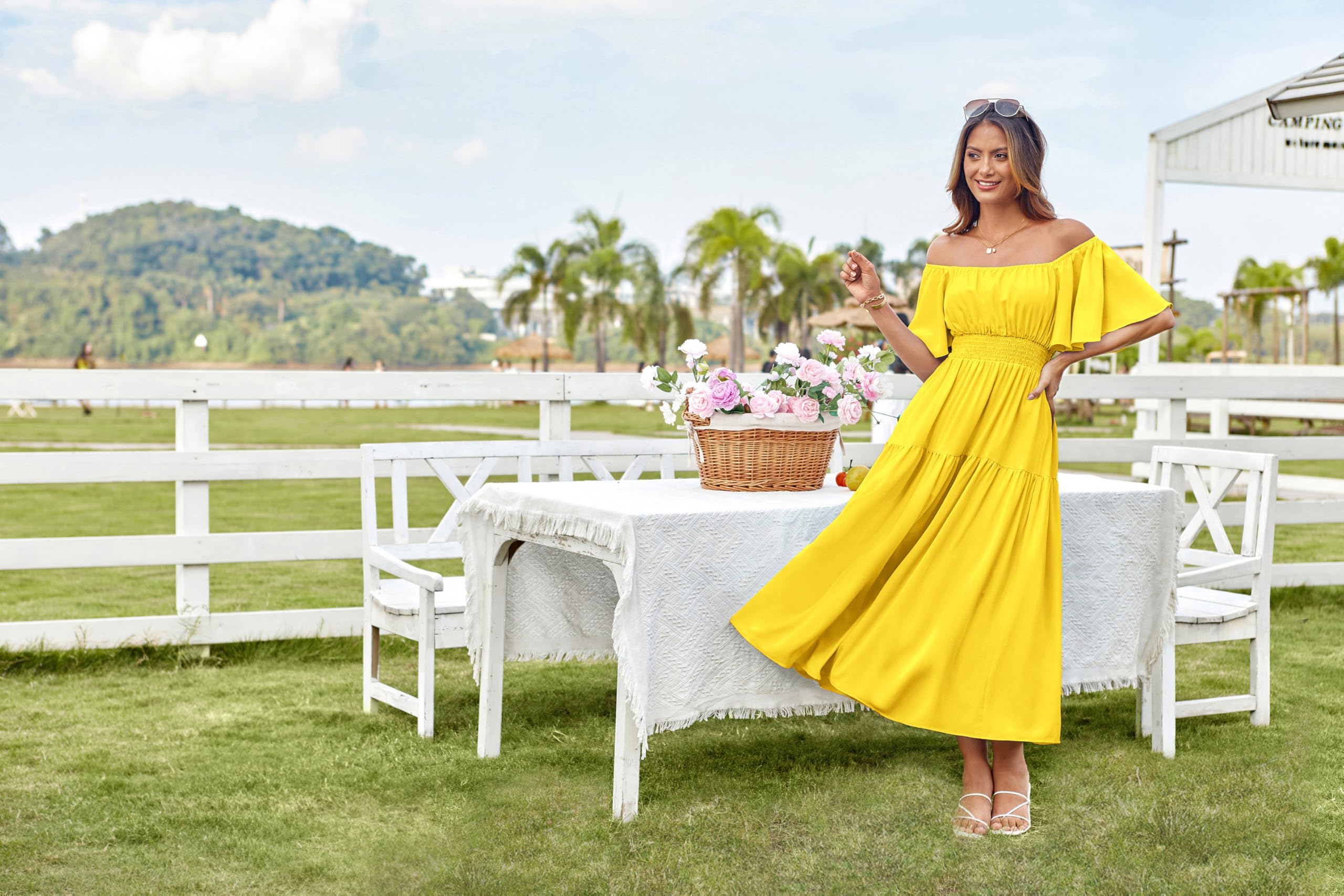 Foto 6 pulgar | Vestido Grace Karin, Casual, De Verano, Midi, Con Volantes, Amarillo Para Mujer - Venta Internacional.