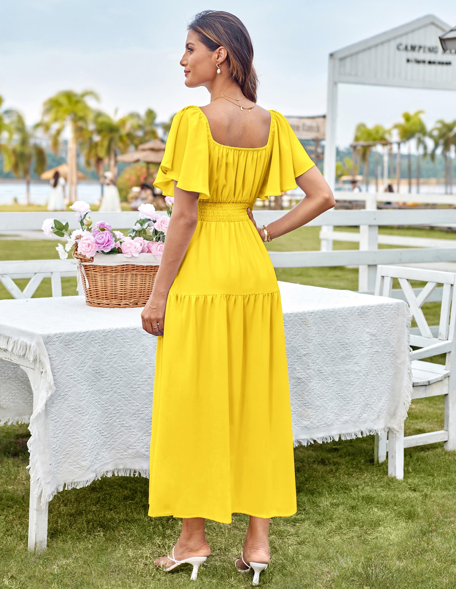 Foto 8 pulgar | Vestido Grace Karin, Casual, De Verano, Midi, Con Volantes, Amarillo Para Mujer - Venta Internacional.