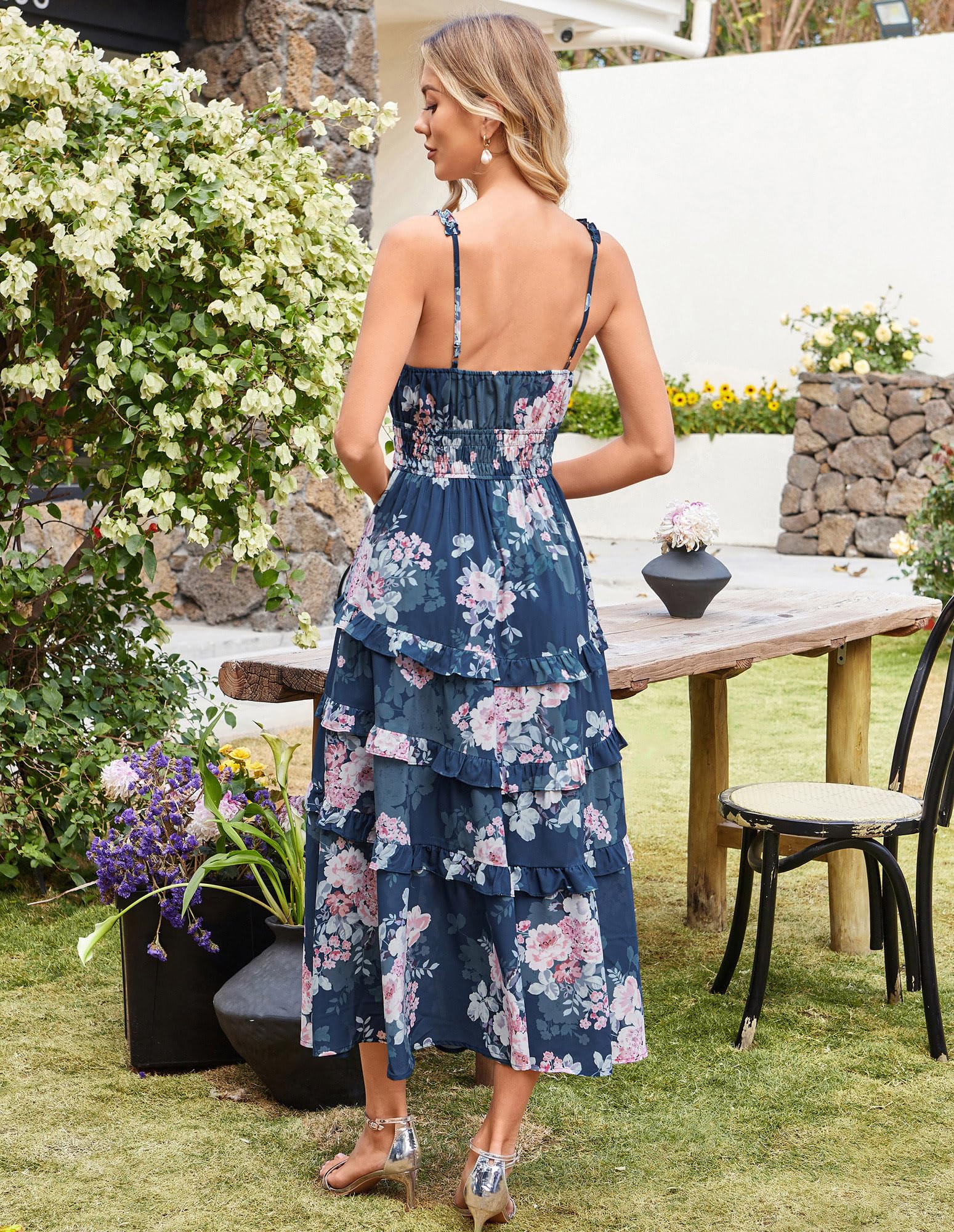 Foto 4 pulgar | Vestido Largo Grace Karin Verano 2025 Con Estampado Floral, Playa, Azul Marino - Venta Internacional.
