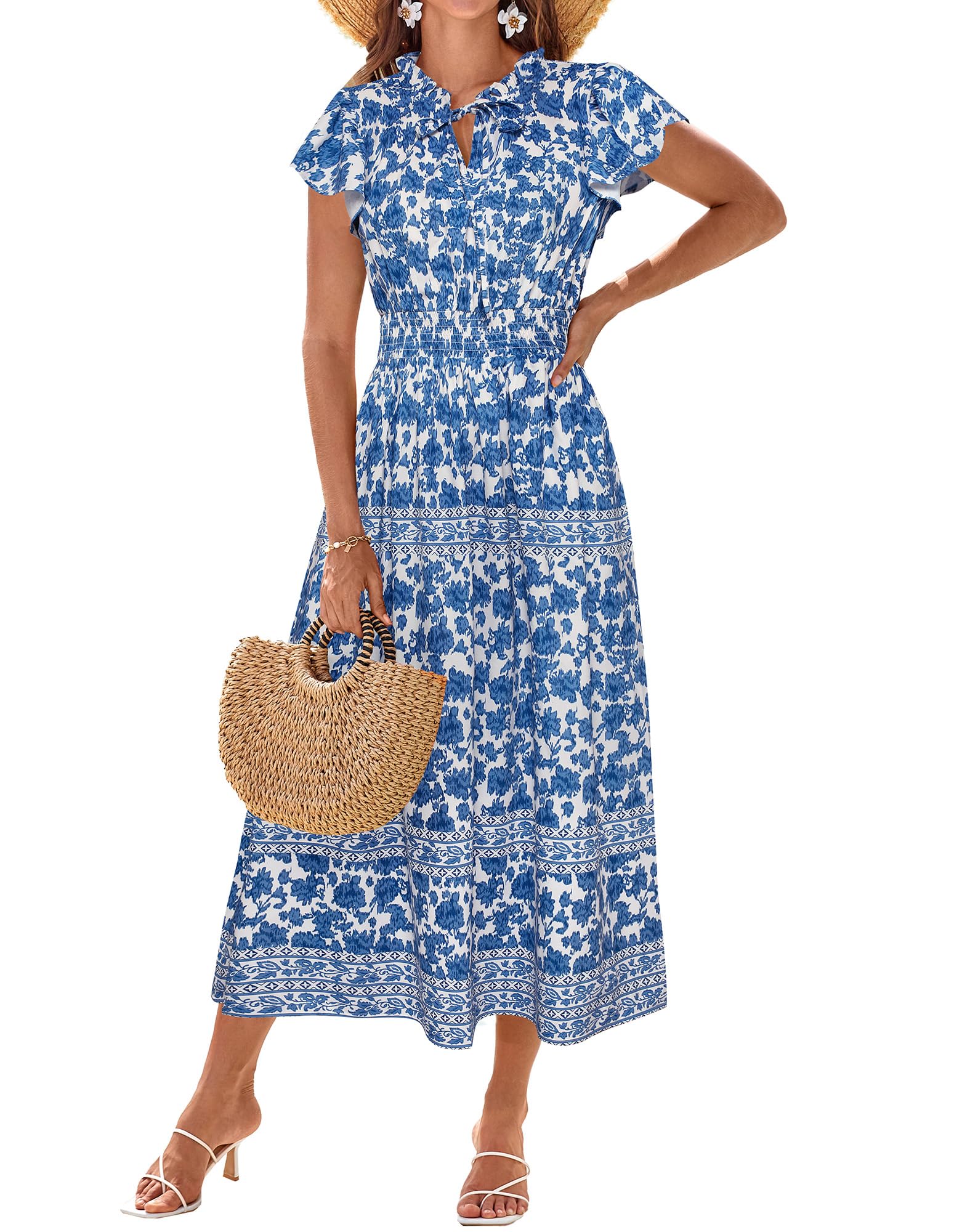 Foto 2 pulgar | Vestido Grace Karin Con Estampado Floral Bohemio De Verano Con Bolsillos Para Mujer - Venta Internacional.