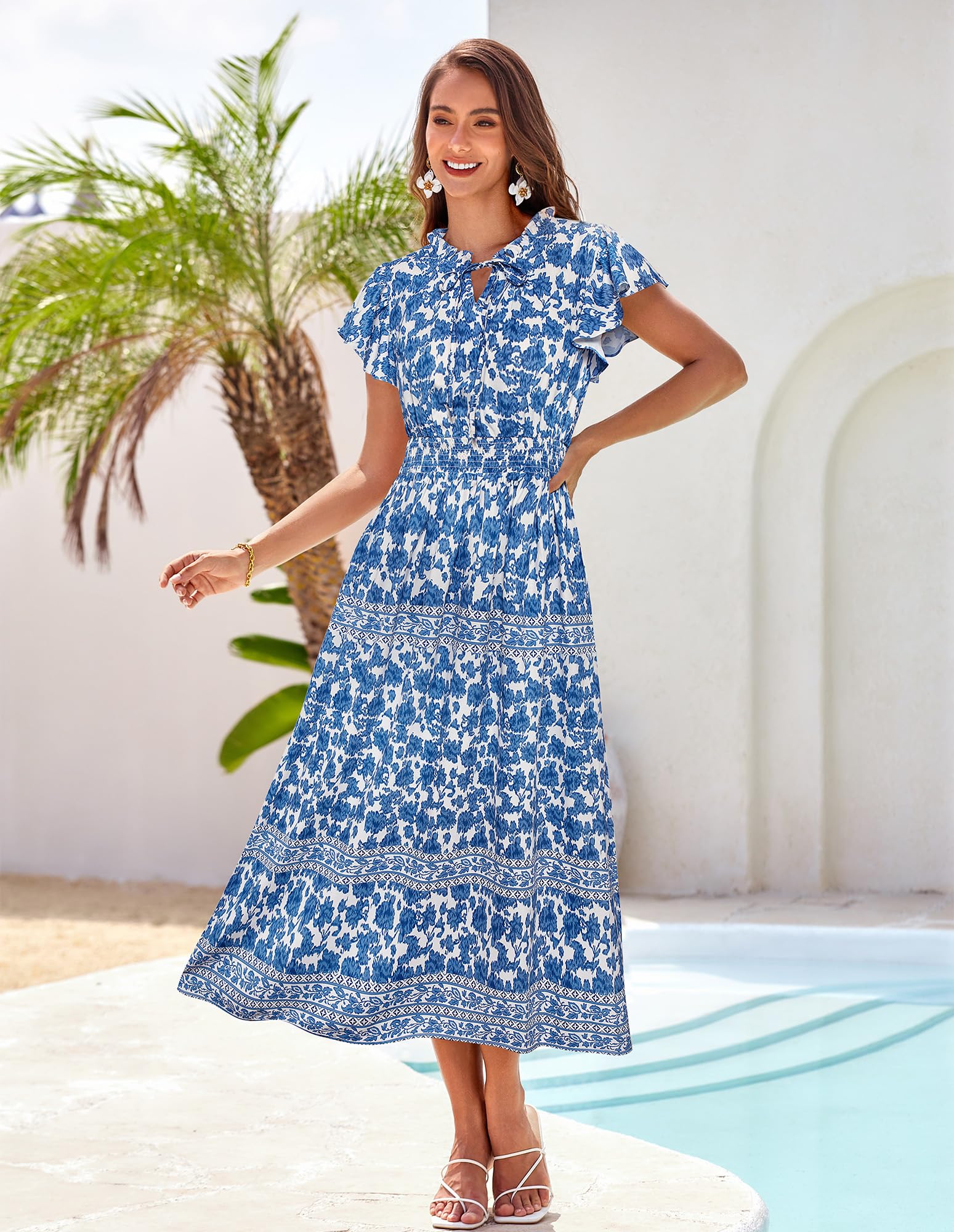 Foto 2 | Vestido Grace Karin Con Estampado Floral Bohemio De Verano Con Bolsillos Para Mujer - Venta Internacional.