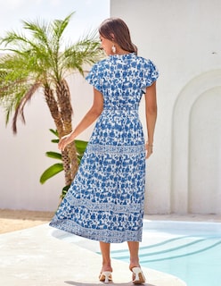 Foto 3 | Vestido Grace Karin Con Estampado Floral Bohemio De Verano Con Bolsillos Para Mujer - Venta Internacional.