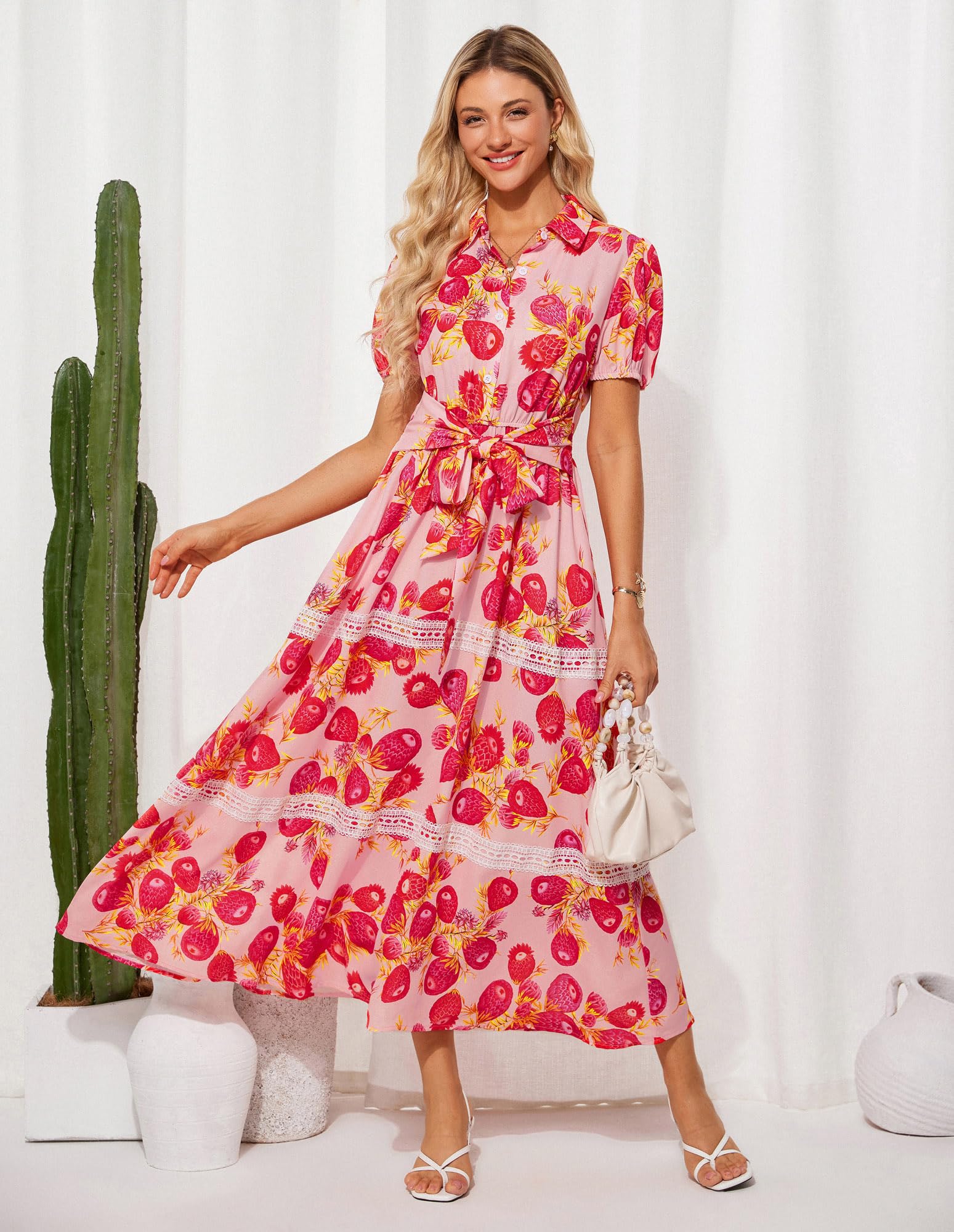 Foto 3 pulgar | Vestido Grace Karin Con Estampado Floral Y Fluido, Línea A, Maxi Con Bolsillo Para Mujer - Venta Internacional.