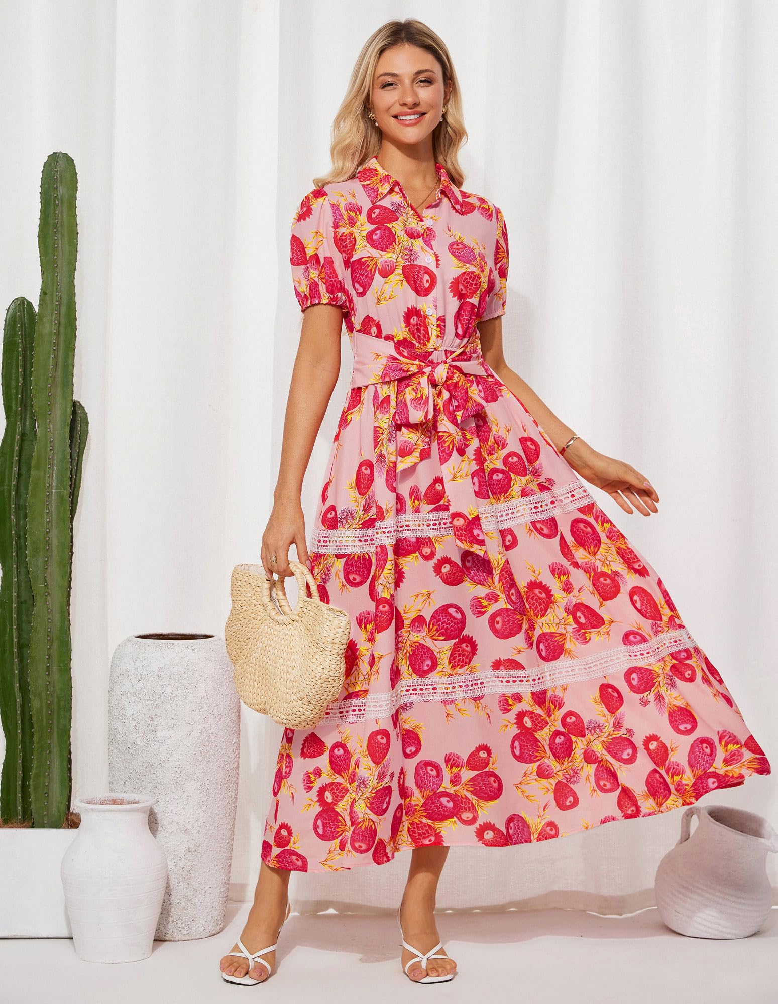 Foto 5 pulgar | Vestido Grace Karin Con Estampado Floral Y Fluido, Línea A, Maxi Con Bolsillo Para Mujer - Venta Internacional.