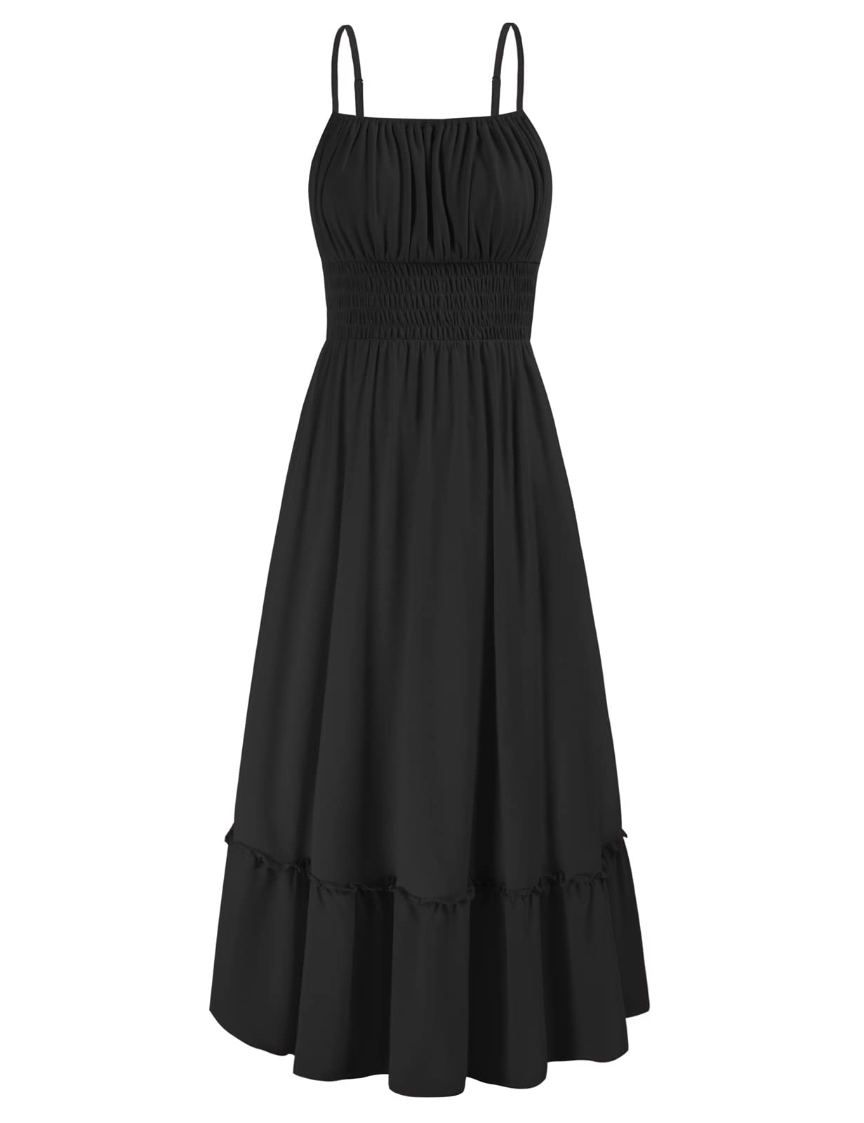 Vestido De Playa De Verano Grace Karin Maxi Con Tirantes Finos Fruncidos - Venta Internacional.
