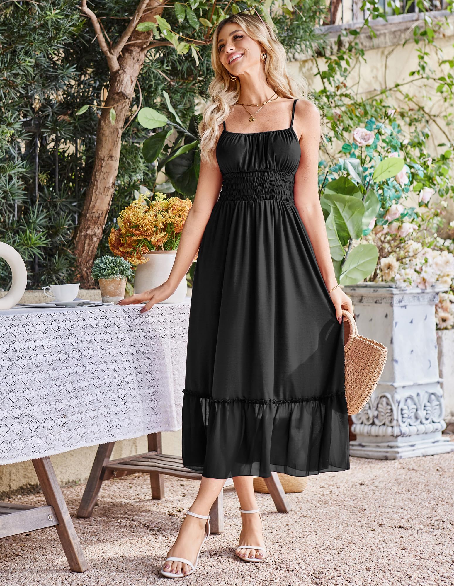 Foto 5 pulgar | Vestido De Playa De Verano Grace Karin Maxi Con Tirantes Finos Fruncidos - Venta Internacional.