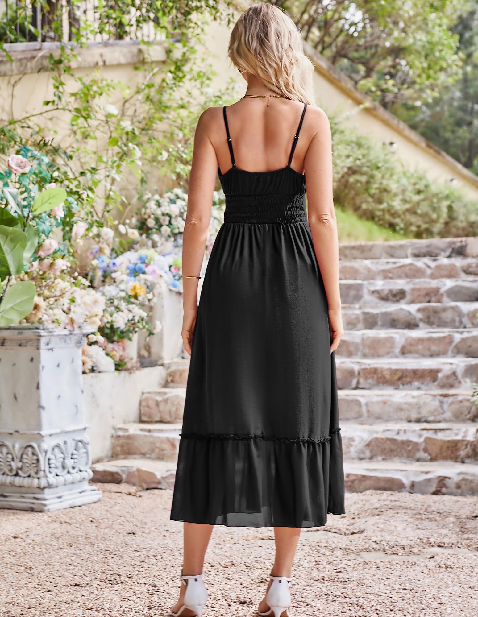 Foto 6 pulgar | Vestido De Playa De Verano Grace Karin Maxi Con Tirantes Finos Fruncidos - Venta Internacional.