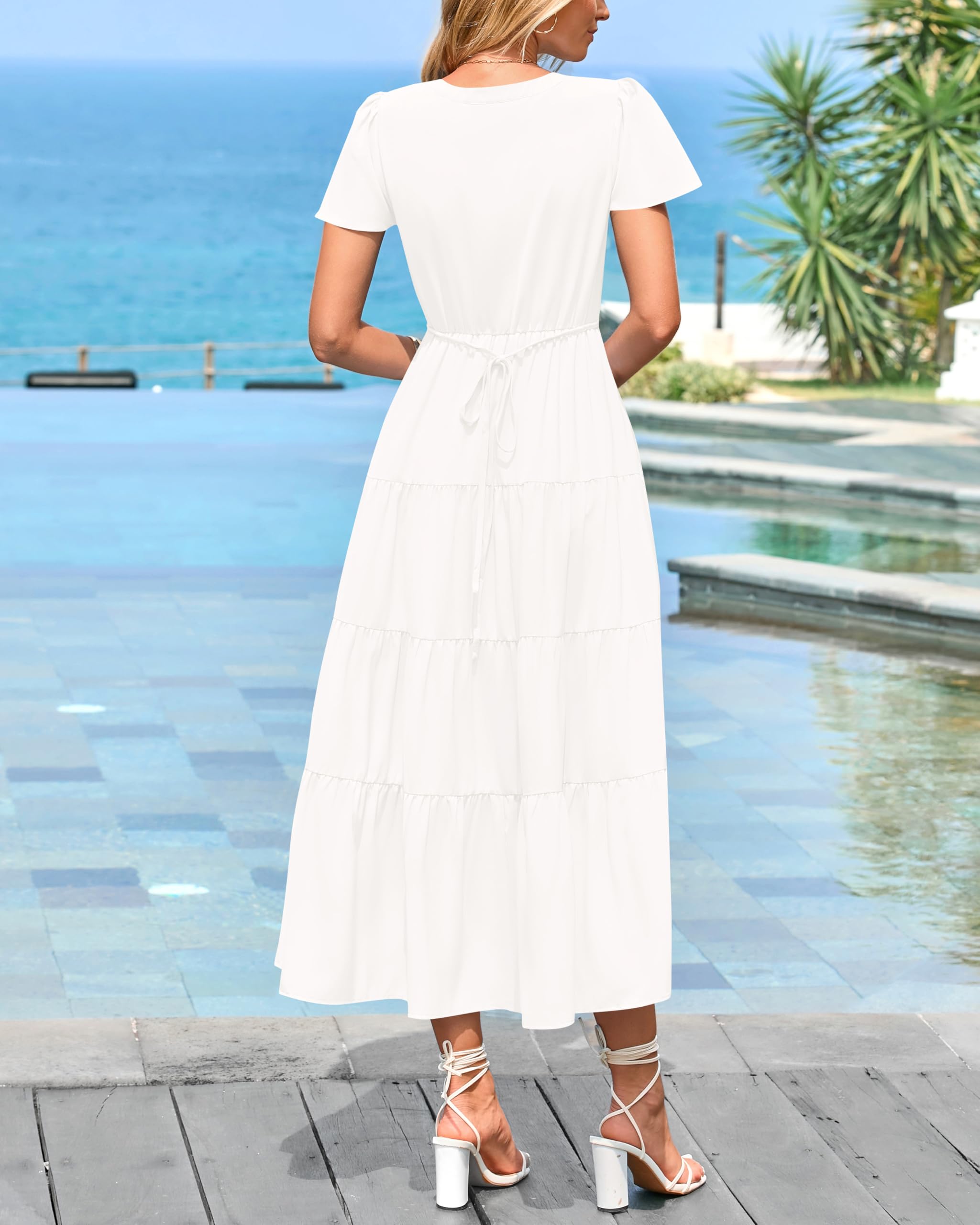 Foto 6 pulgar | Vestido Midi Manga Corta Prettygarden para Mujer- Venta Internacional