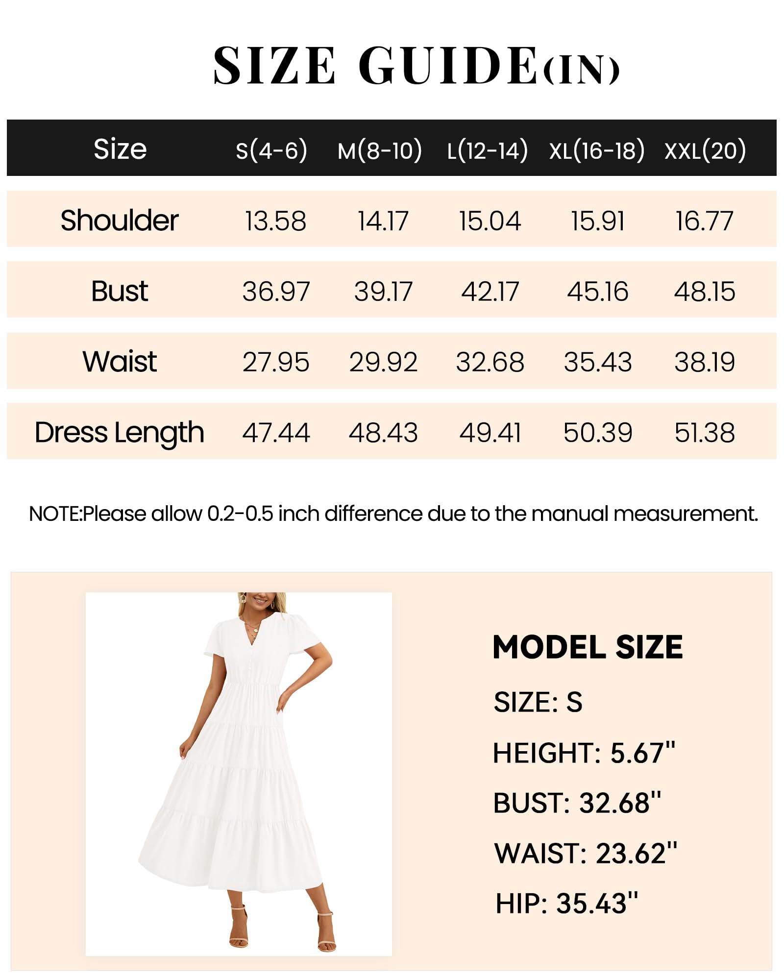 Foto 7 pulgar | Vestido Midi Manga Corta Prettygarden para Mujer- Venta Internacional