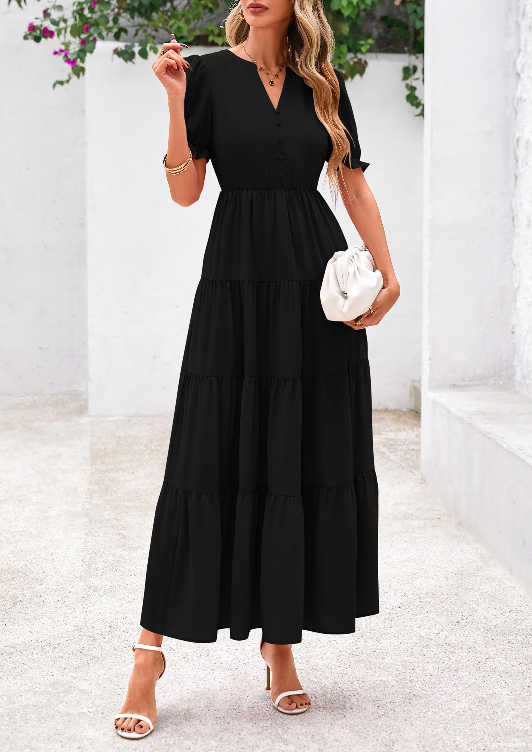 Foto 4 pulgar | Vestido Midi Prettygarden Para Mujer, Casual, Verano 2025, Negro - Venta Internacional.