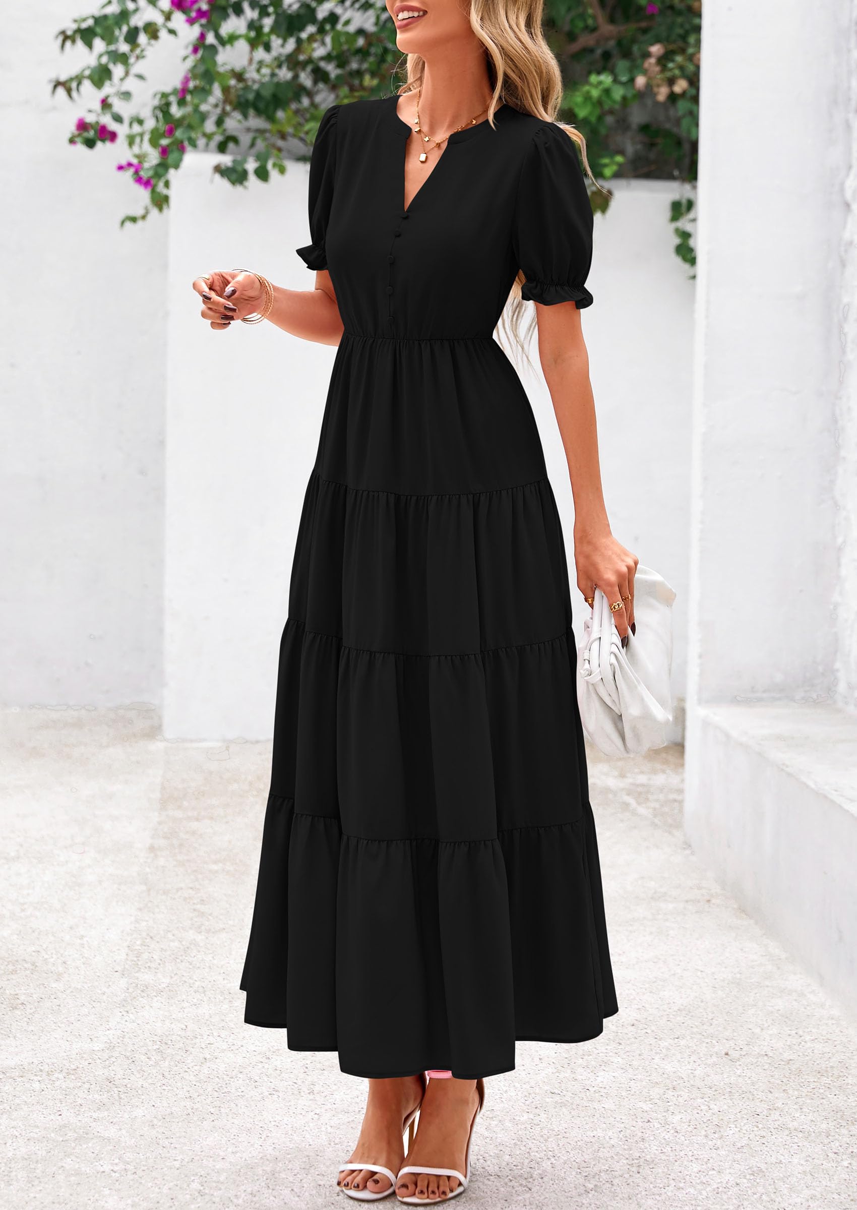 Foto 5 pulgar | Vestido Midi Prettygarden Para Mujer, Casual, Verano 2025, Negro - Venta Internacional.